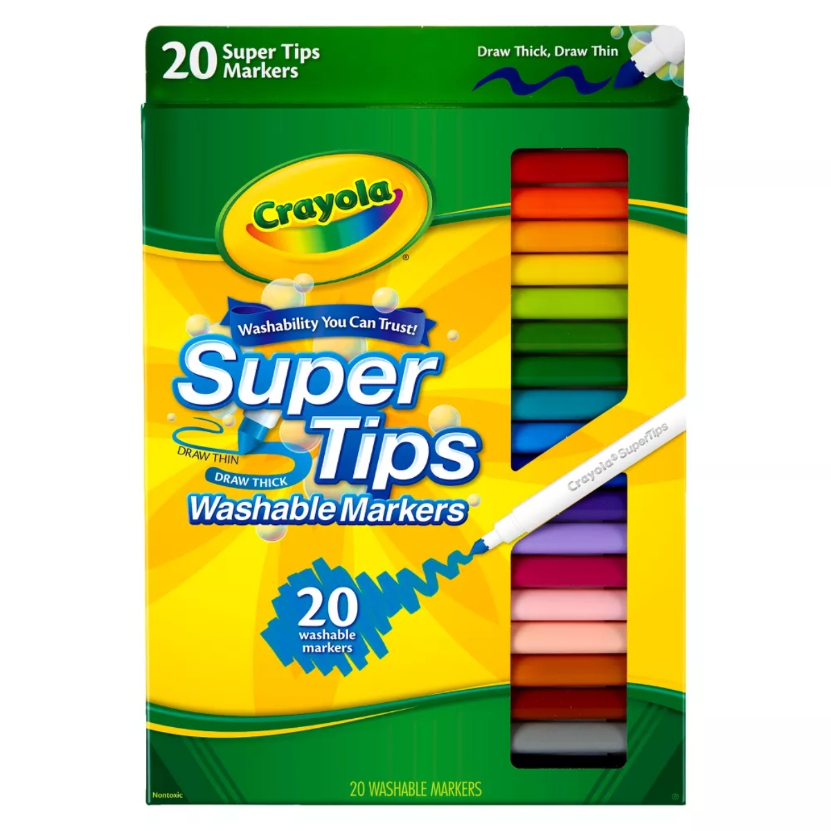 Crayola Super Tips Washable Markers Unisex, 3-4 Years, Pack of 20