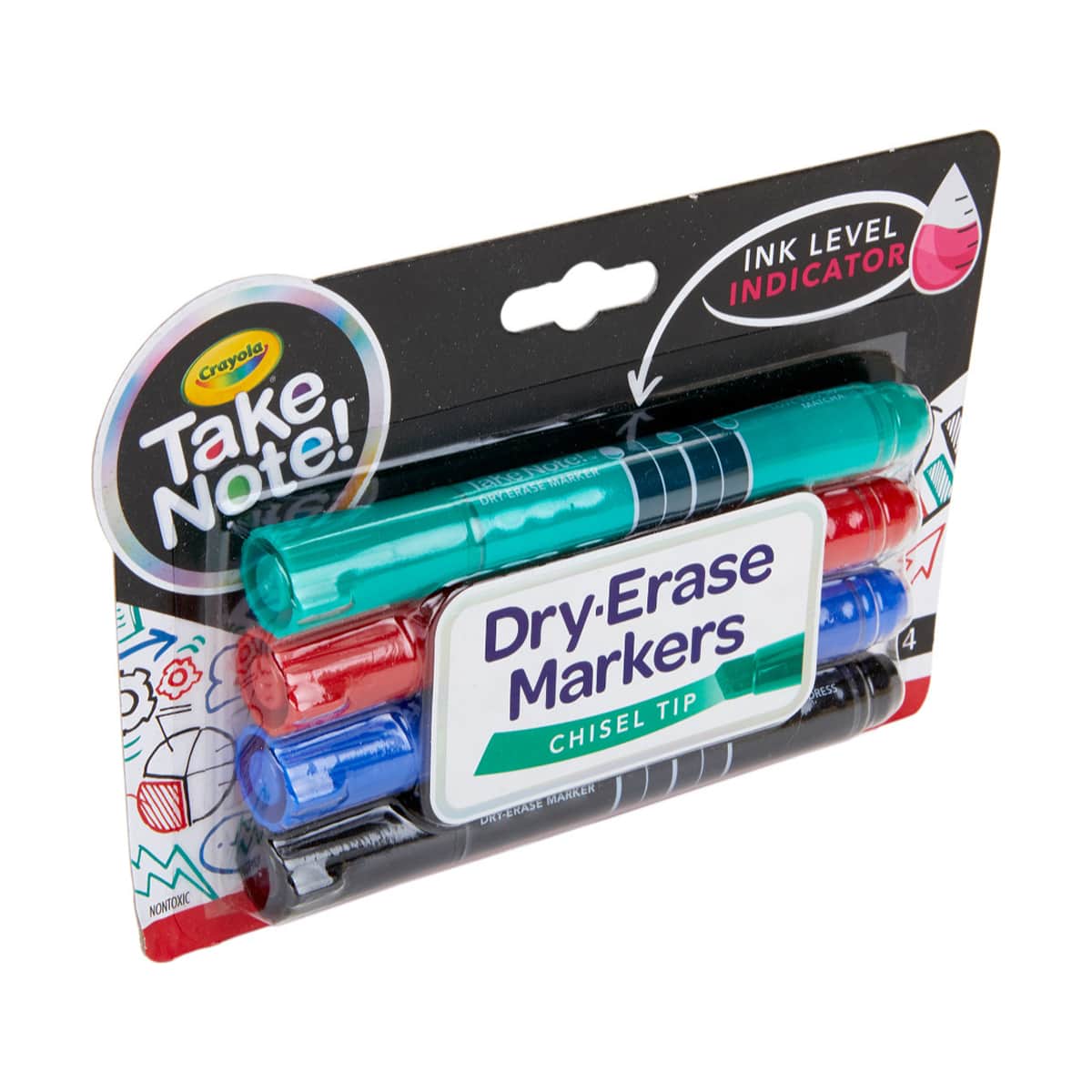 Crayola Take Note Chisel Tip Dry Erase Markers Unisex, 11-12 Years, Pack of 4