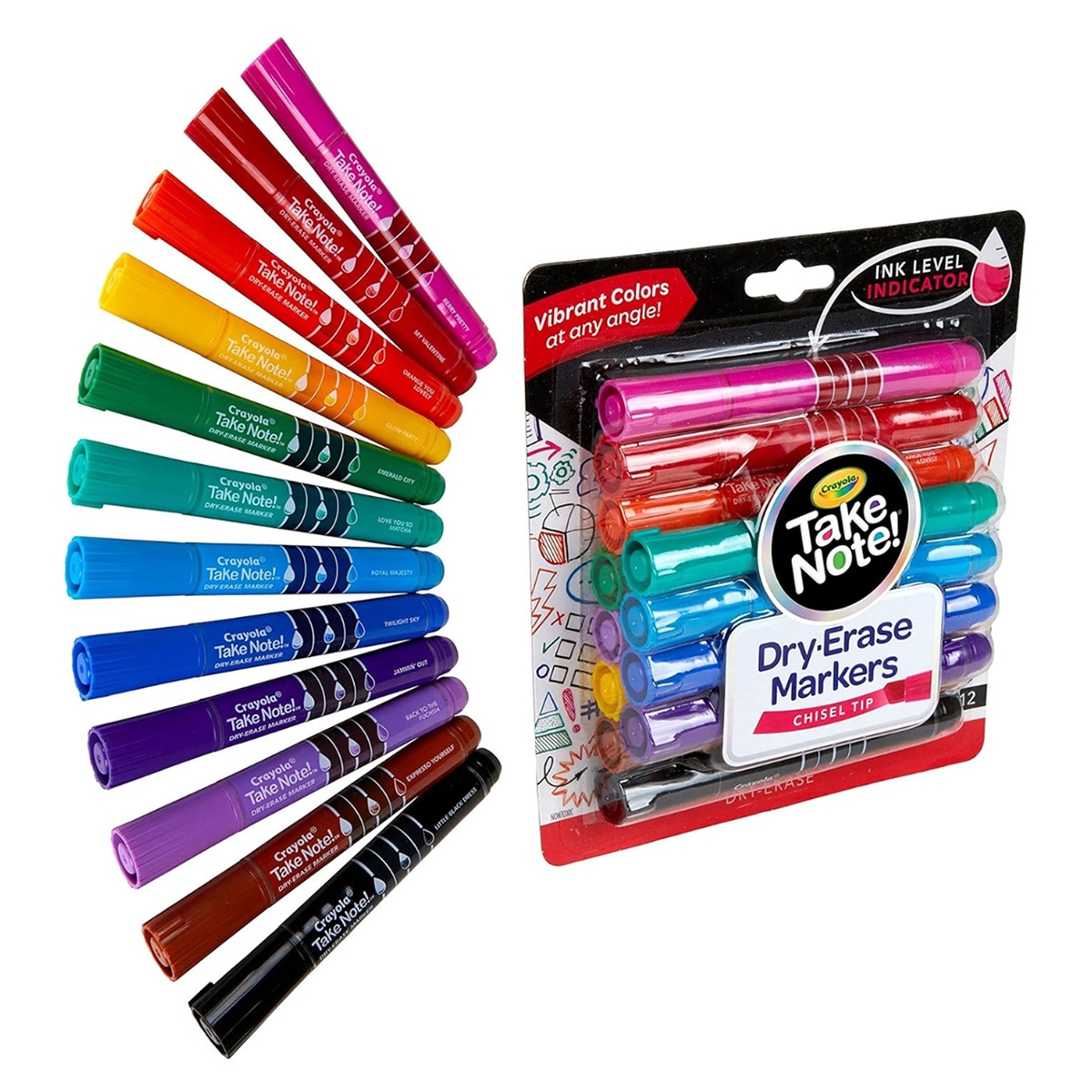 كرايولا أقلام ماركر سبورة تيك نوت – 12 قلم، للجنسين، 11-12 سنة