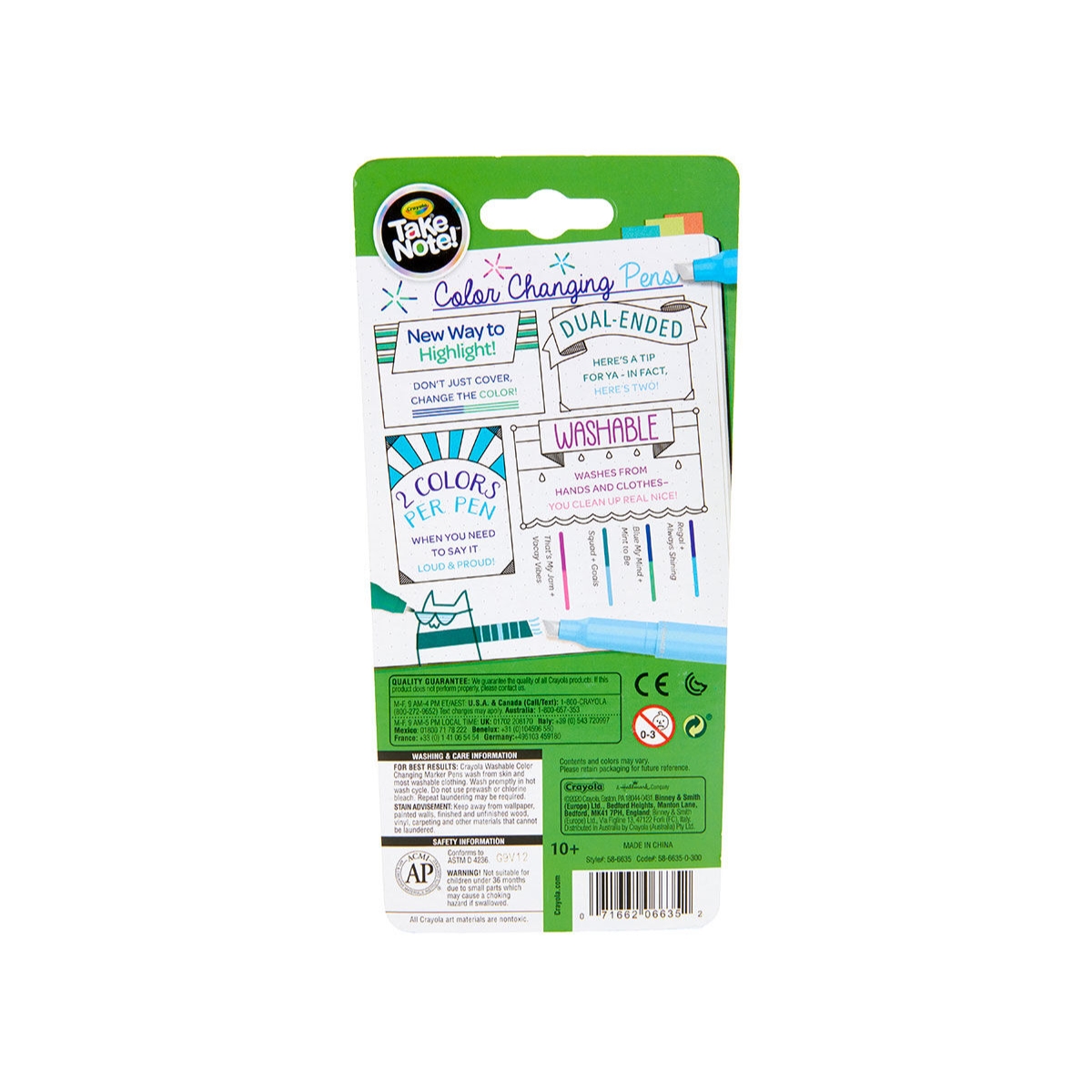 كرايولا أقلام حبر مزدوجة بتقنية تغيير اللون تيك نوت – 4 أقلام، للجنسين، 11-12 سنة