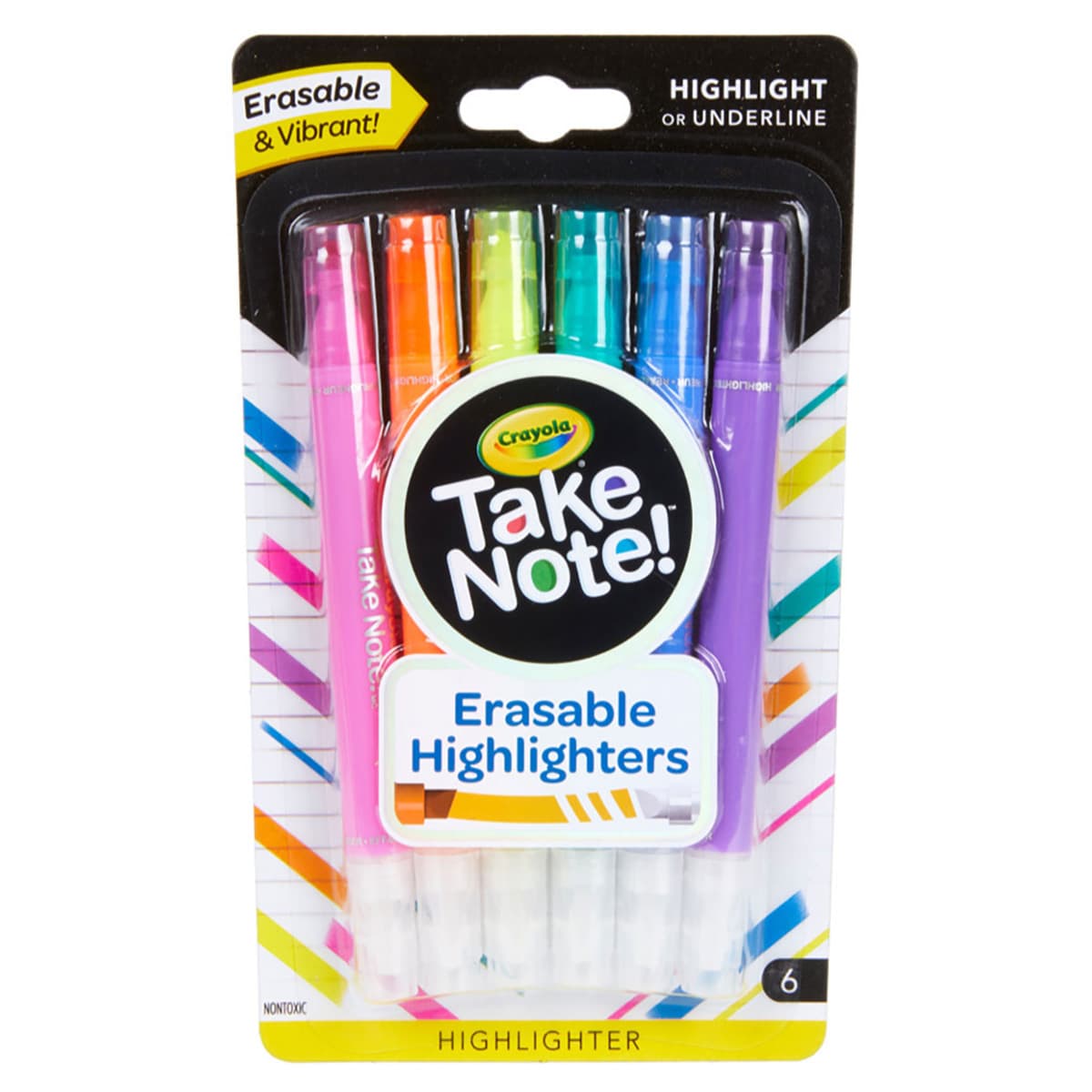 Crayola Take Note Erasable Highlighters Unisex, 5-7 Years, Pack of 6