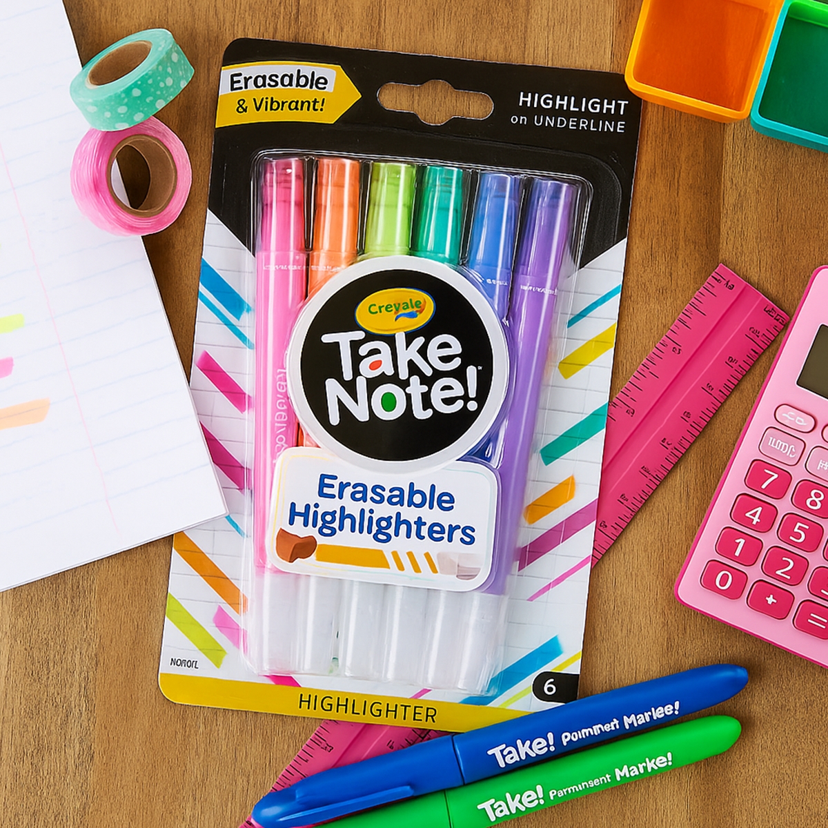 Crayola Take Note Erasable Highlighters Unisex, 5-7 Years, Pack of 6