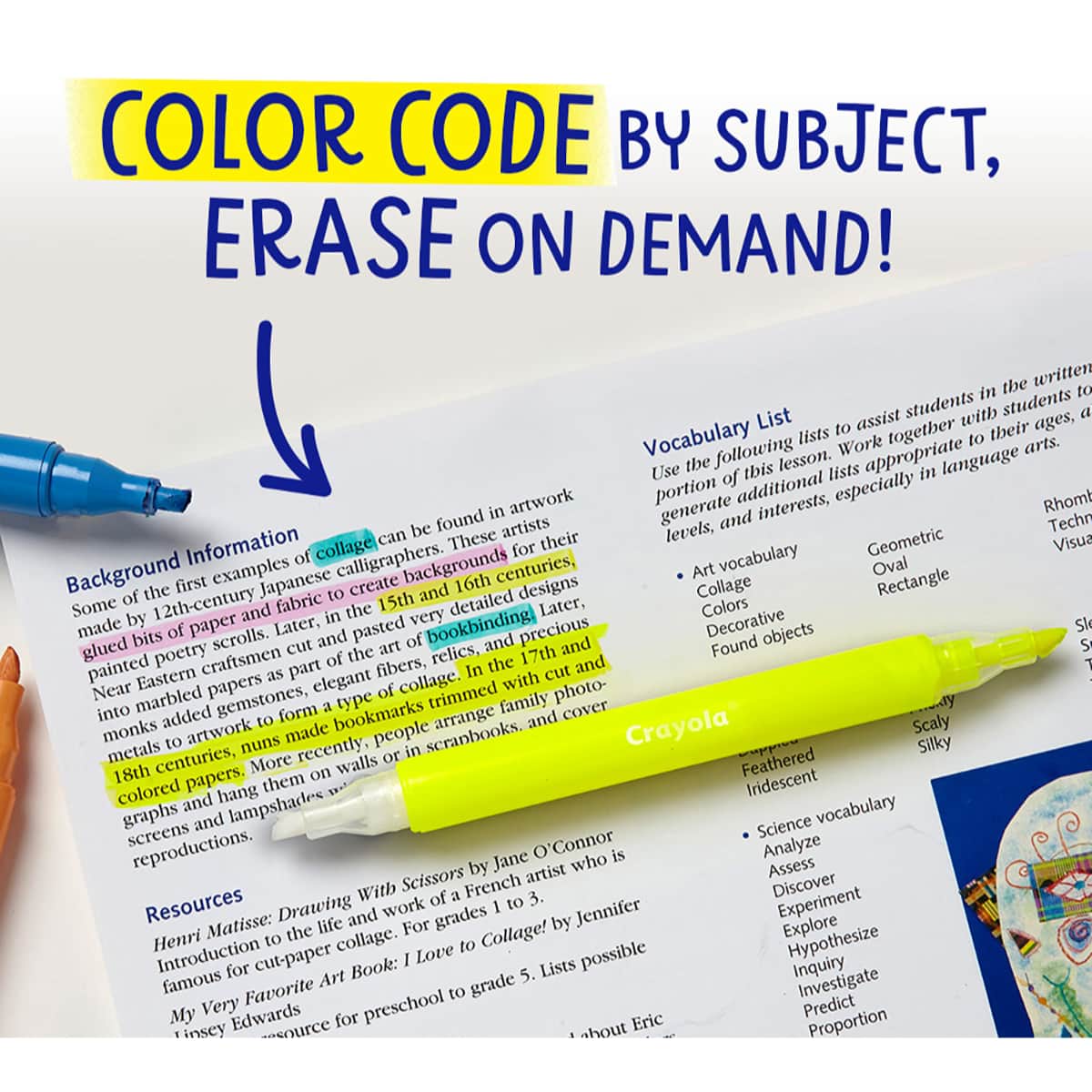 Crayola Take Note Erasable Highlighters Unisex, 5-7 Years, Pack of 6