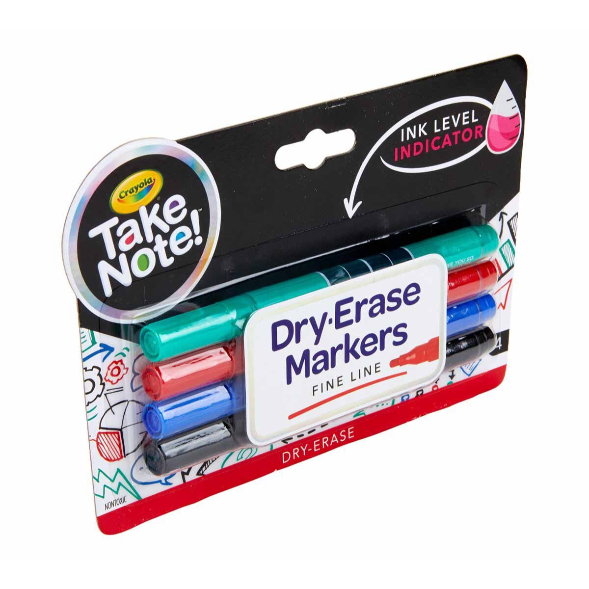 كرايولا أقلام ماركر سبورة بدون رائحة تيك نوت – 4 أقلام، للجنسين، 11-12 سنة