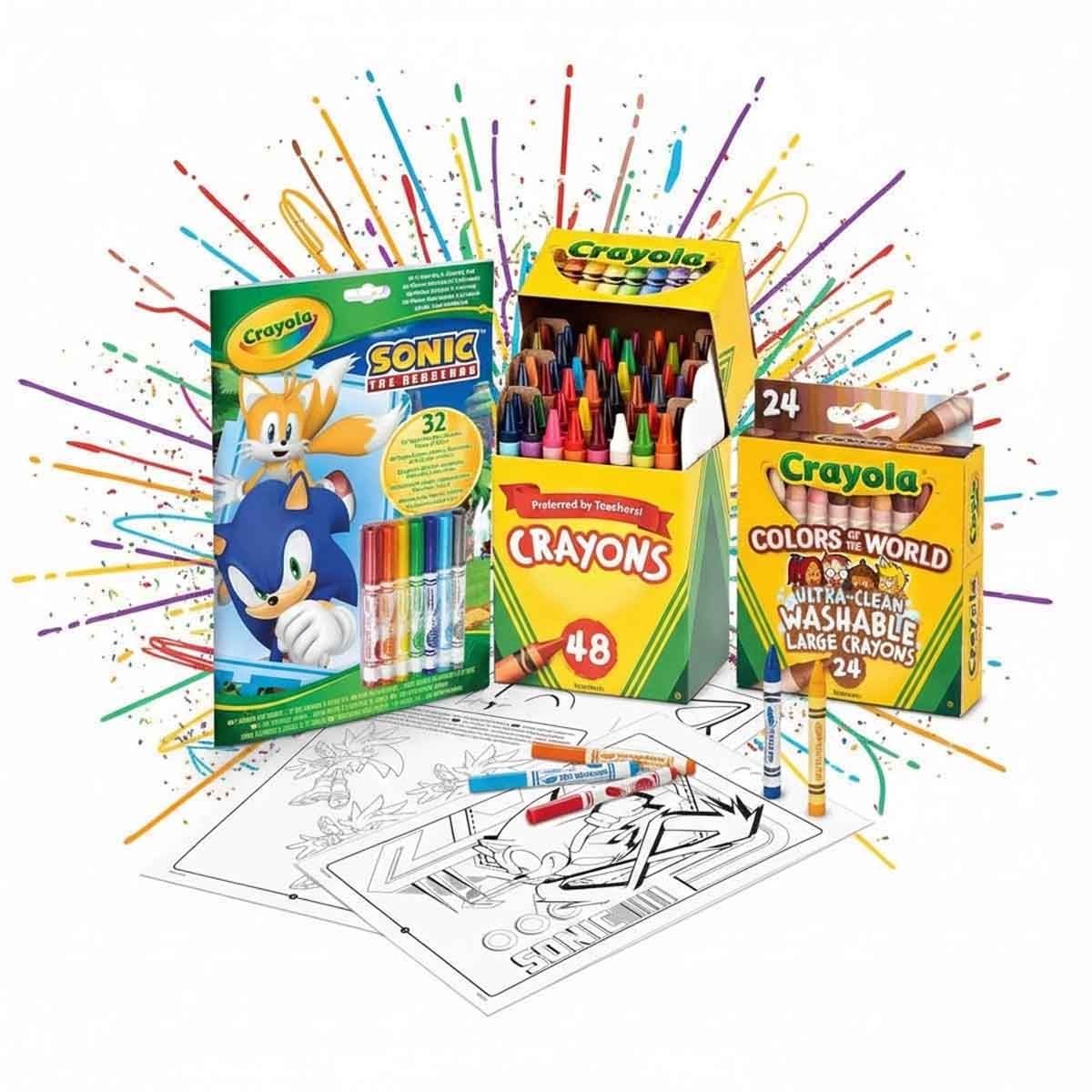 Crayola Ultra-Clean & Non-Toxic Crayons with Coloring & Activity Set Bundle Pack Unisex, 3-4 Years