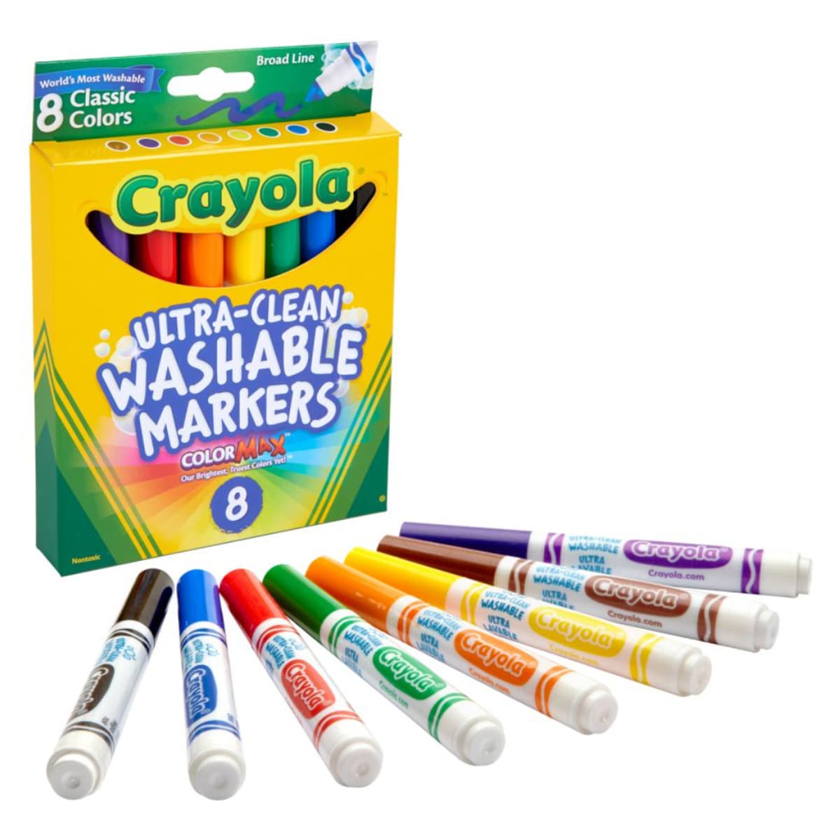 Crayola Ultra-Clean Washable Broad Line Markers Unisex, 3-4 Years, Pack of 8