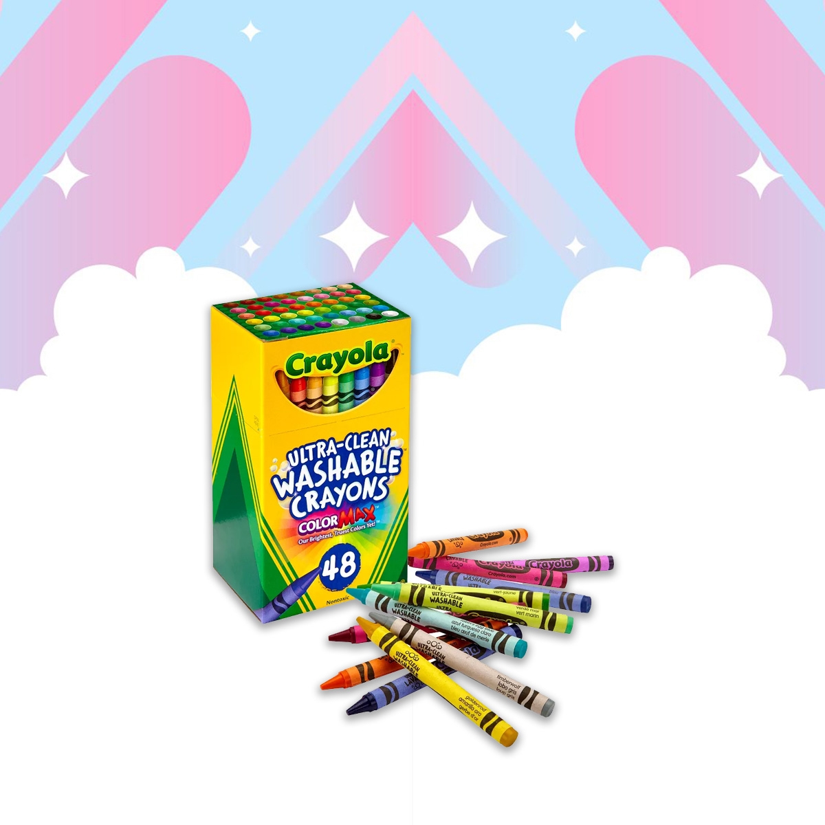 كرايولا علبة من 48 قلم شمعي قابل للغسل فائق النظافة للجنسين، 3-4 سنوات