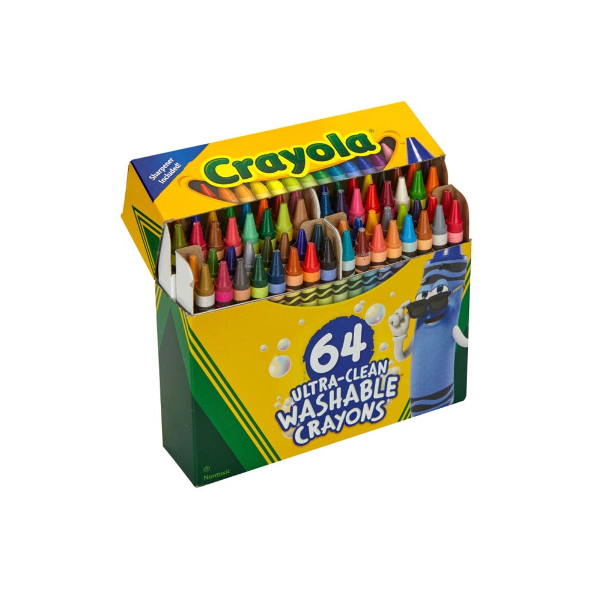 كرايولا علبة من 64 قلم شمعي قابل للغسل فائق النظافة للجنسين، 3-4 سنوات