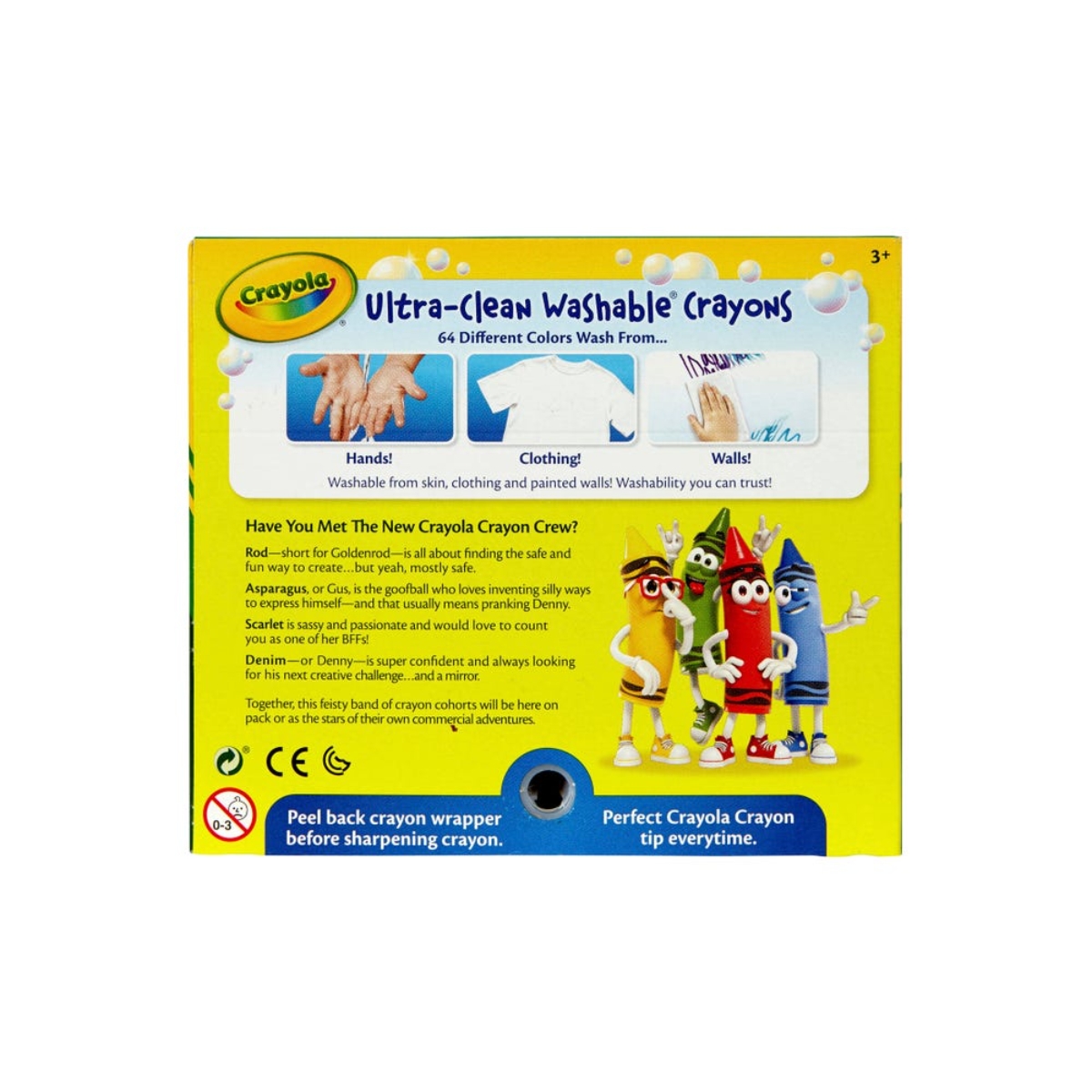 كرايولا علبة من 64 قلم شمعي قابل للغسل فائق النظافة للجنسين، 3-4 سنوات