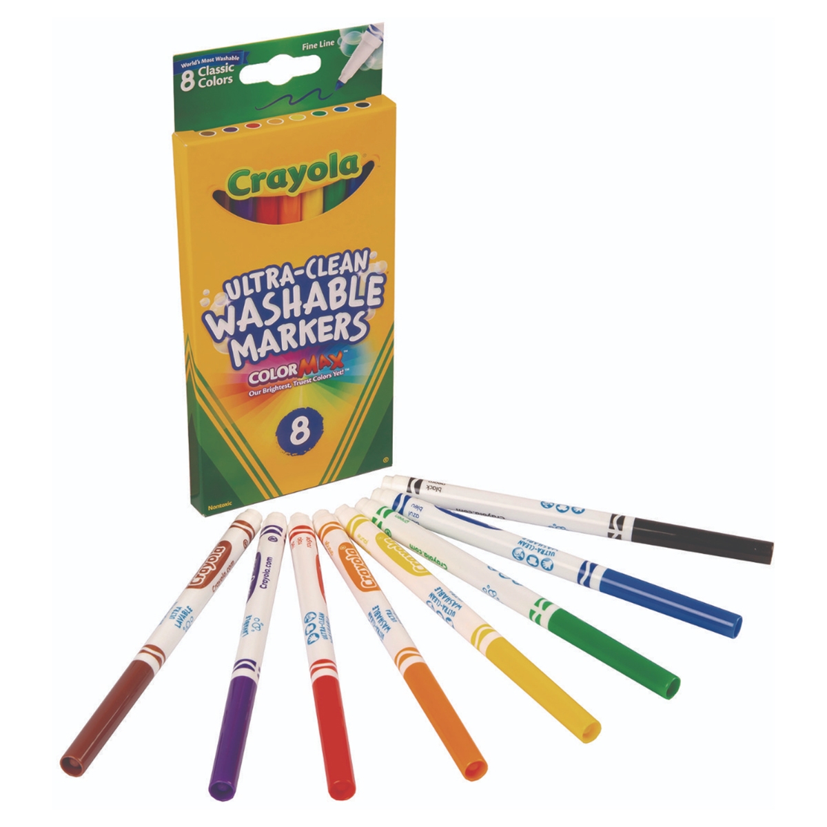 كريولا أقلام تلوين دقيقة قابلة للغسل فائقة النظافة للجنسين، 3-4 سنوات، مجموعة من 8