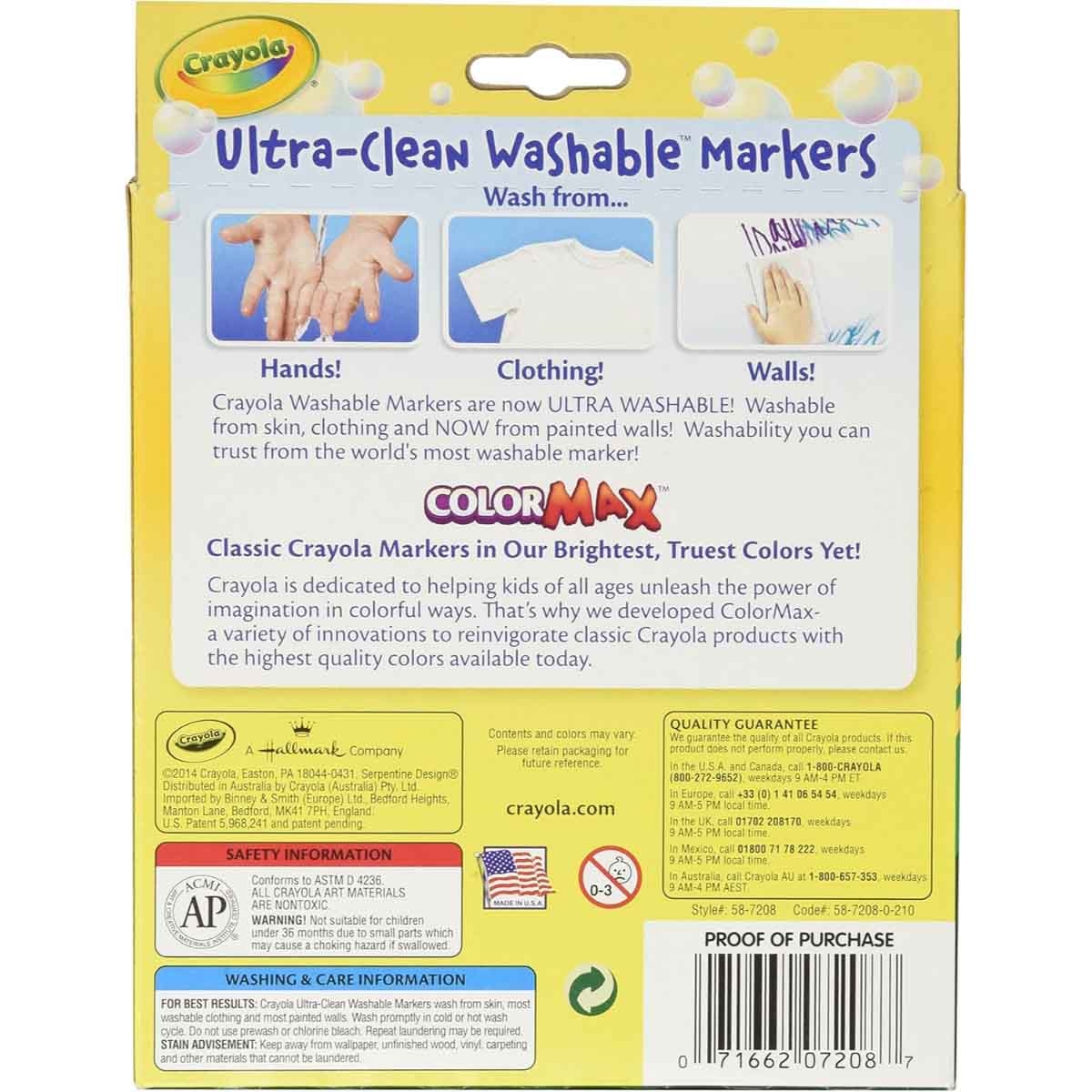 Crayola 587208 Ultra-Clean Washable Markers Unisex, 3-4 Years, Pack of 8