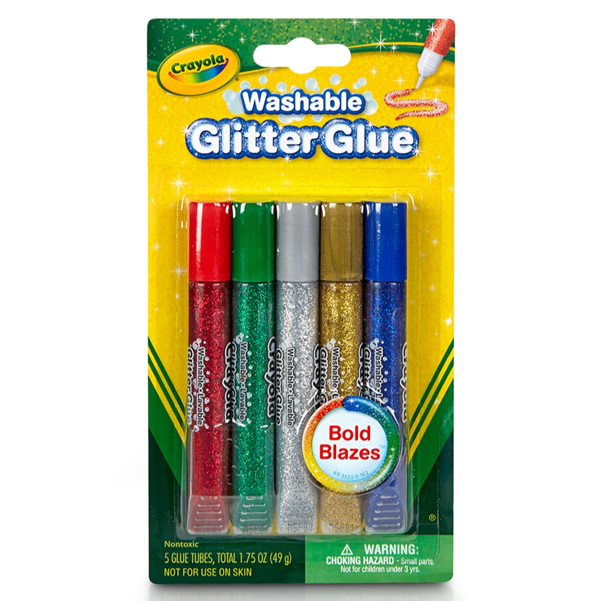 كرايولا غراء جليتر قابل للغسل للجنسين، 3-4 سنوات، مجموعة من 5