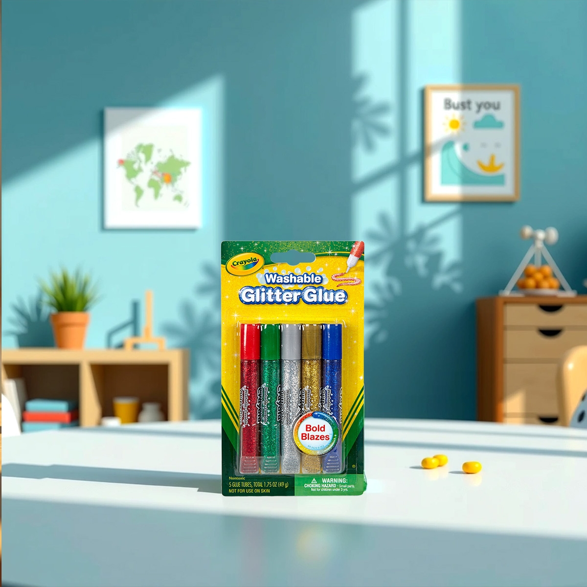 كرايولا غراء جليتر قابل للغسل للجنسين، 3-4 سنوات، مجموعة من 5
