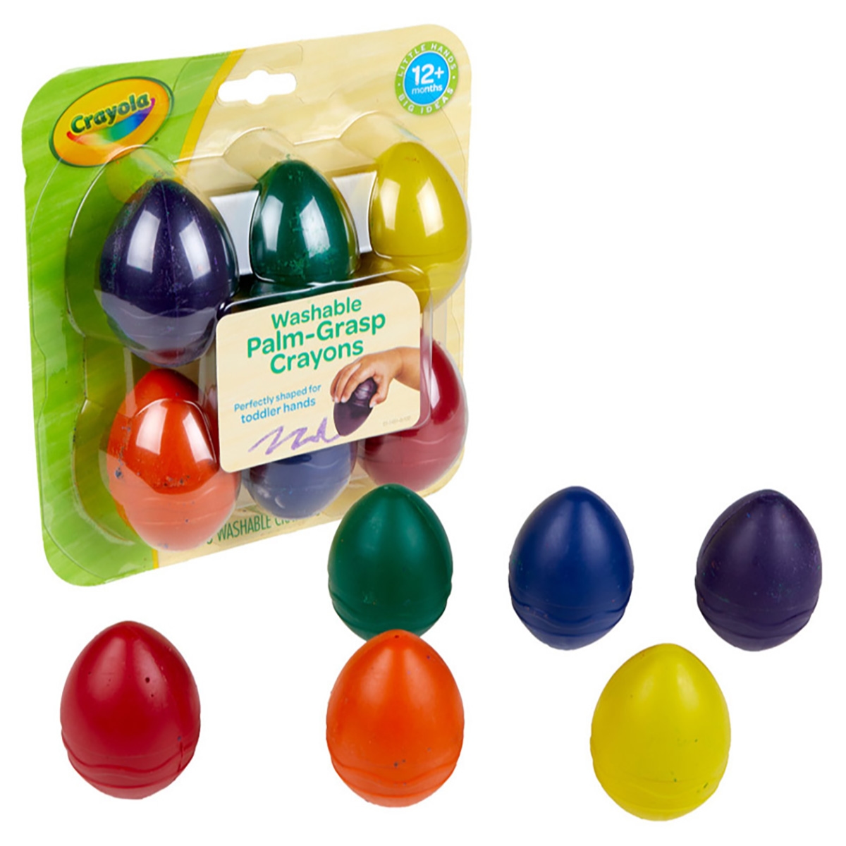 كرايولا أقلام تلوين قابلة للغسل للإمساك باليد للأطفال من عمر 0-2 سنوات، مجموعة 6 أقلام