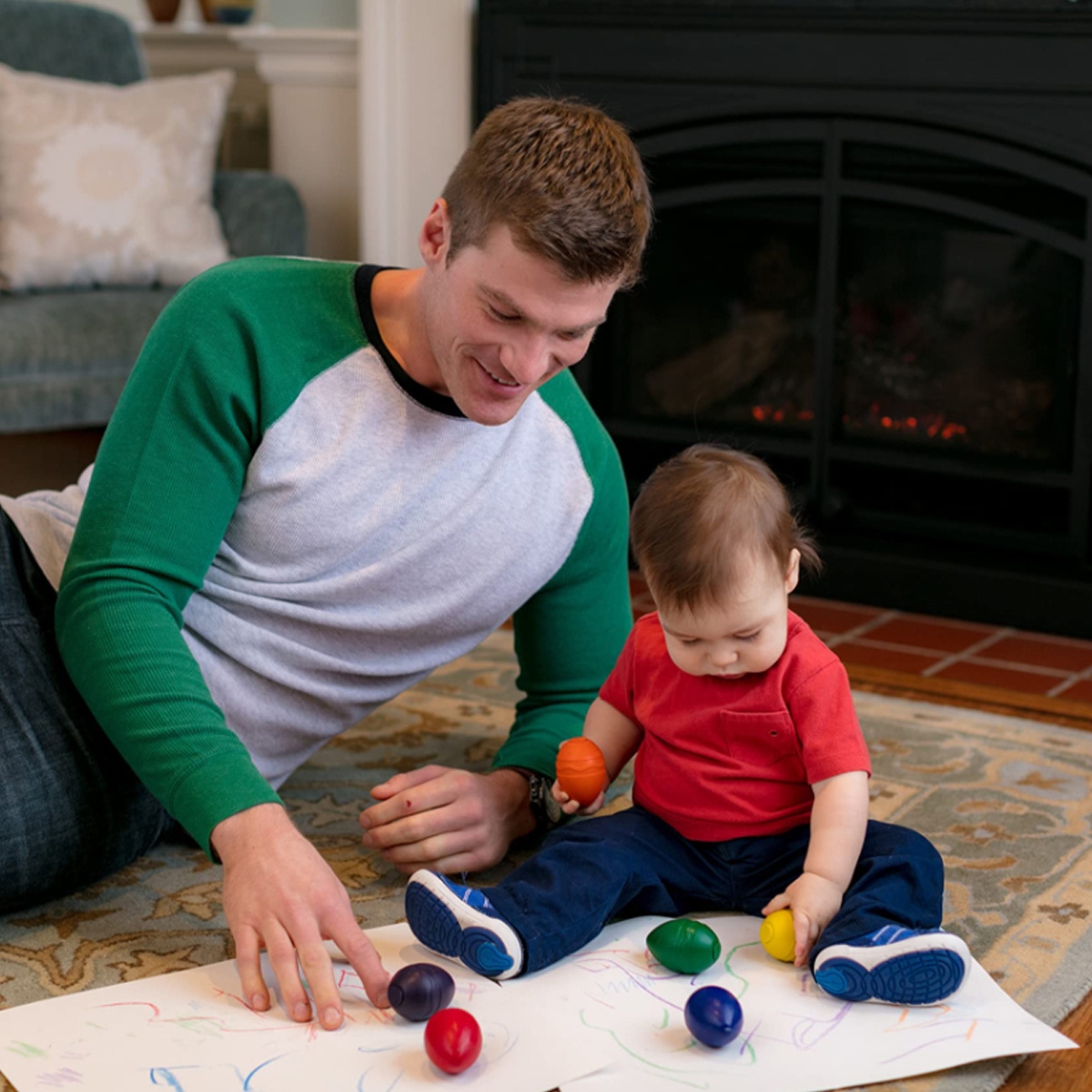 كرايولا أقلام تلوين قابلة للغسل للإمساك باليد للأطفال من عمر 0-2 سنوات، مجموعة 6 أقلام