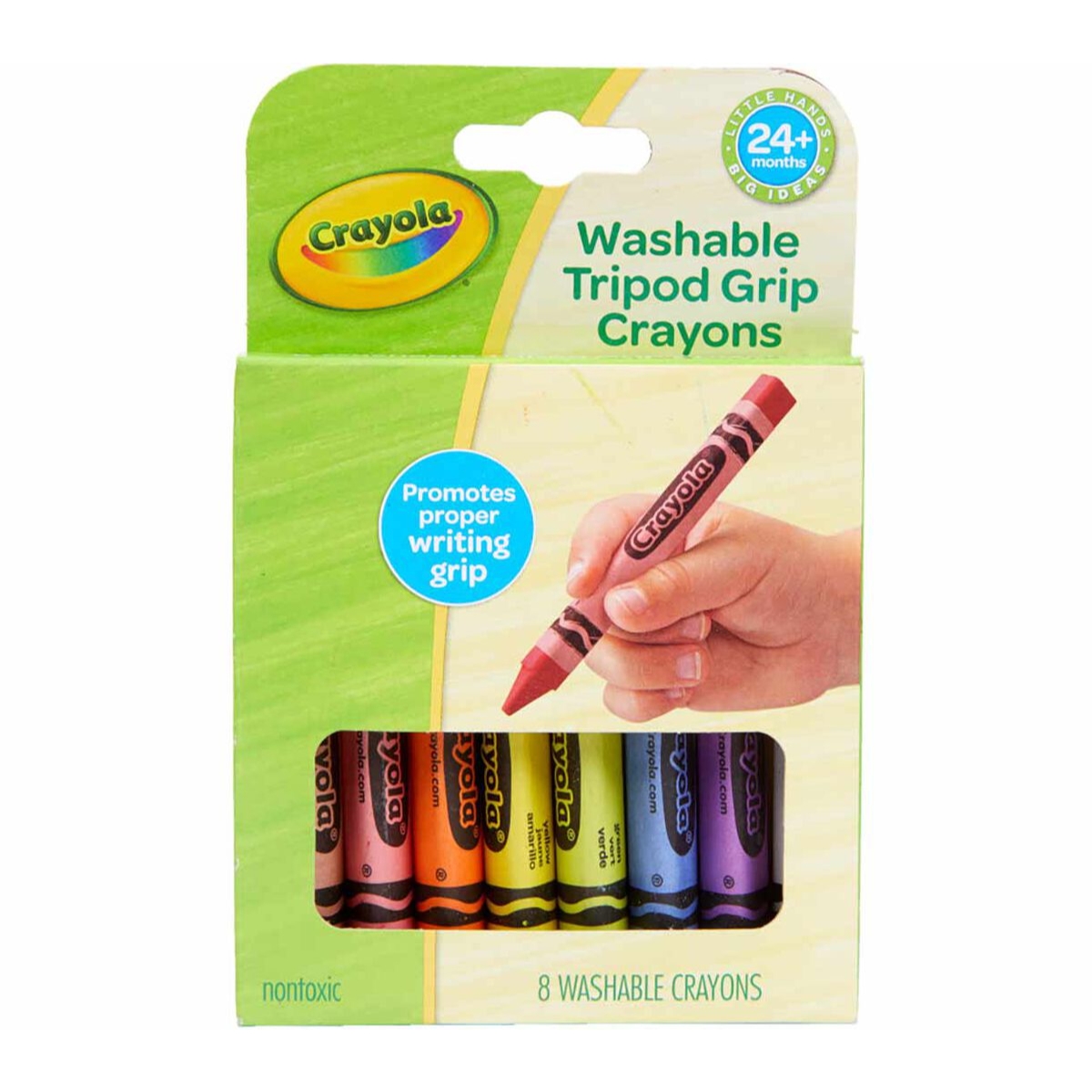 كرايولا أقلام شمعية مثلثة قابلة للغسل للجنسين، 3-4 سنوات، مجموعة من 8