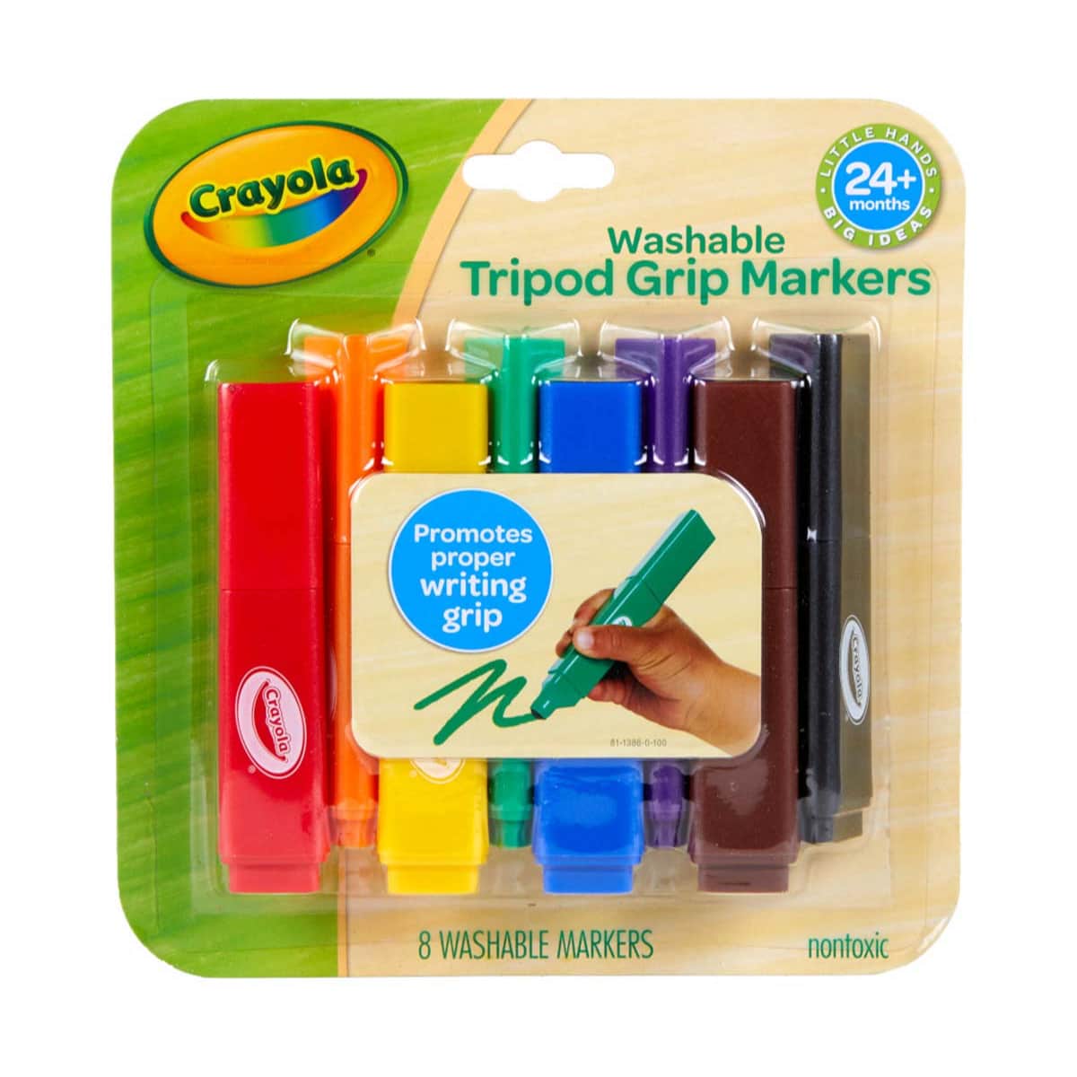 Crayola CRA8113860001 Washable Tripod Grip Markers Unisex, 3-4 Years, Pack of 8