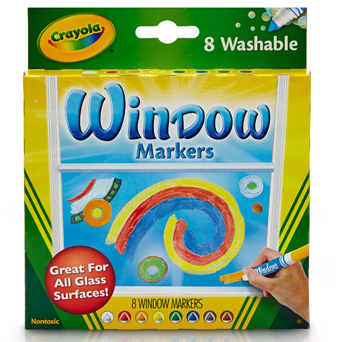 كرايولا مجموعة أقلام تلوين للرسم على الزجاج للجنسين، 8-10 سنوات، مجموعة 8 أقلام