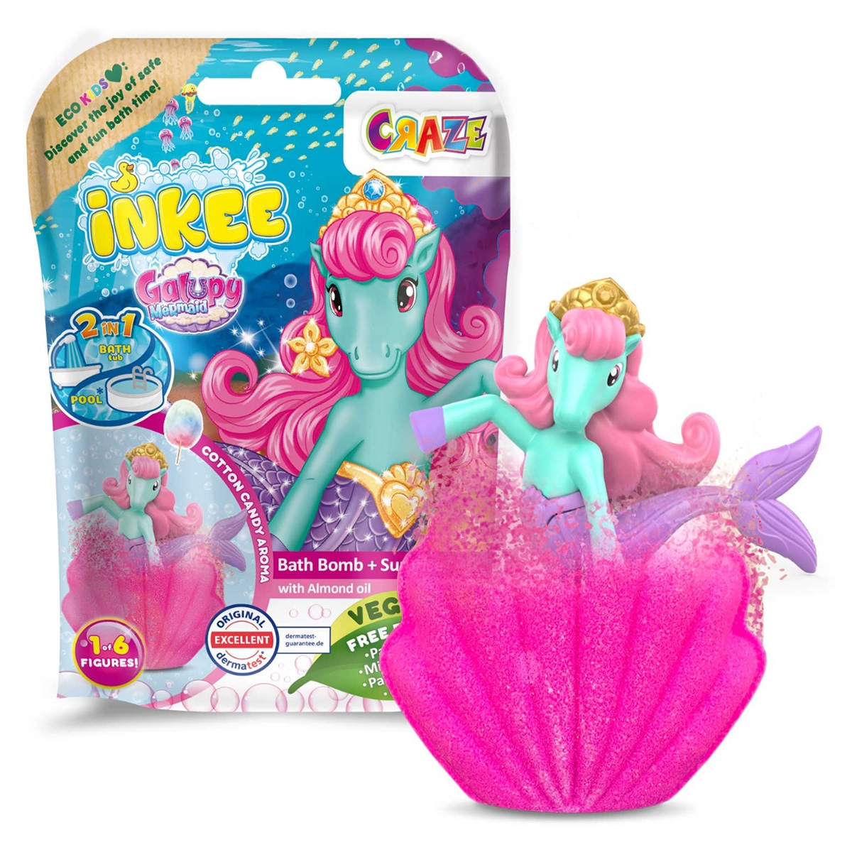 Craze 100g Inkee Galupy Mermaid Surprise Bath Bomb Unisex, 3-4 Years