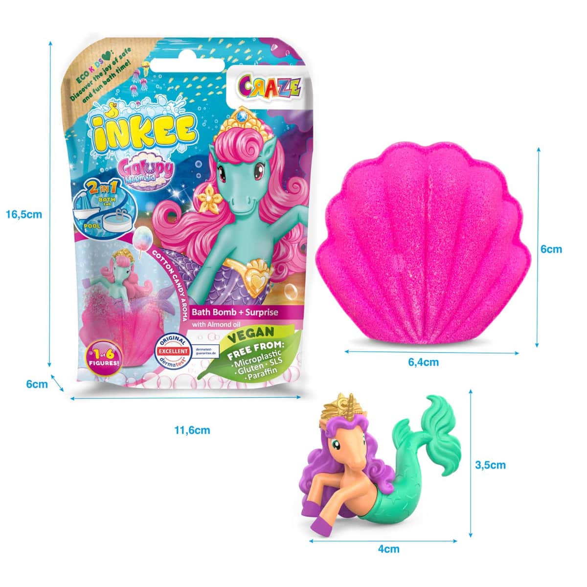 Craze 100g Inkee Galupy Mermaid Surprise Bath Bomb Unisex, 3-4 Years
