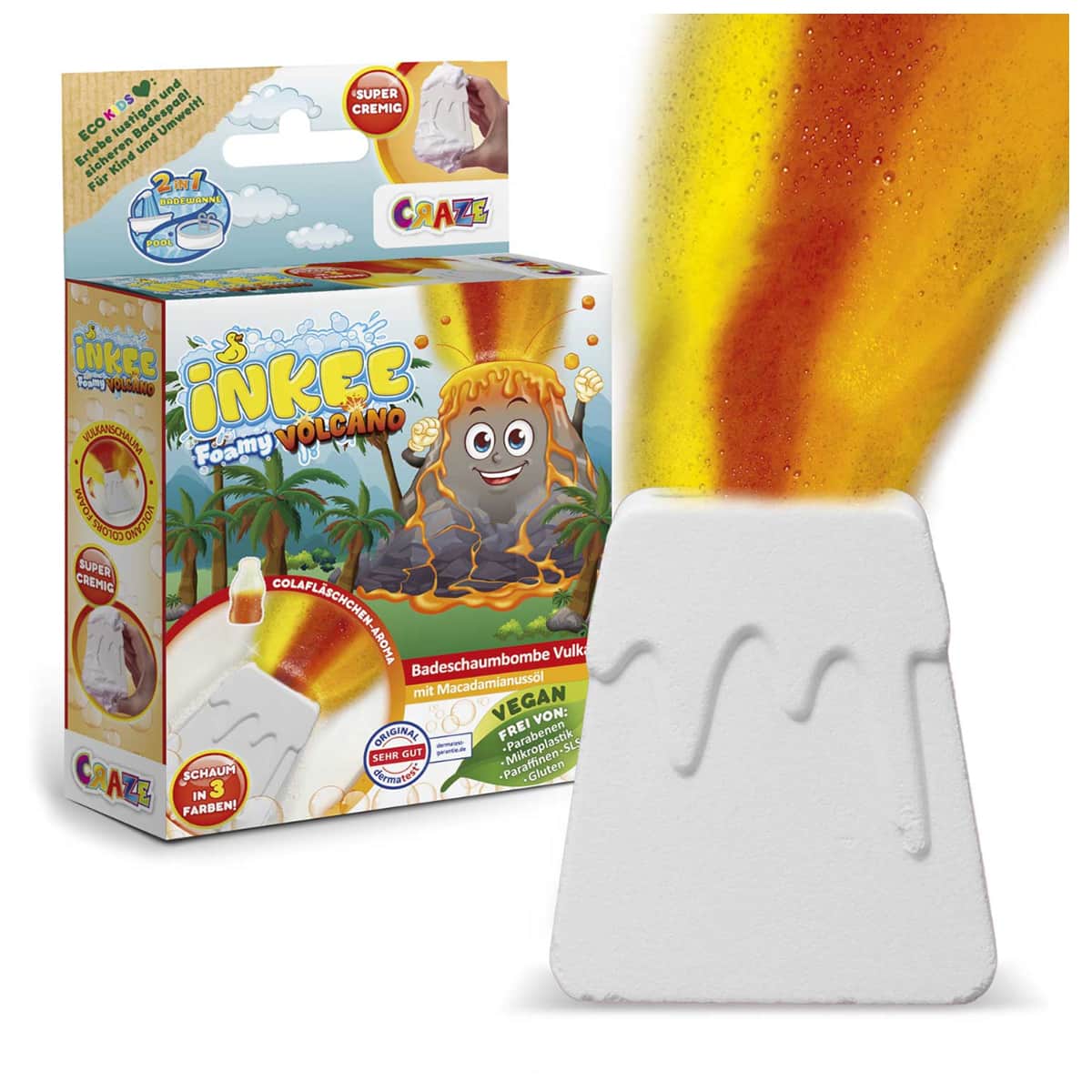 Craze 110g Inkee Foamy Volcano Bath Bomb Unisex, 3-4 Years