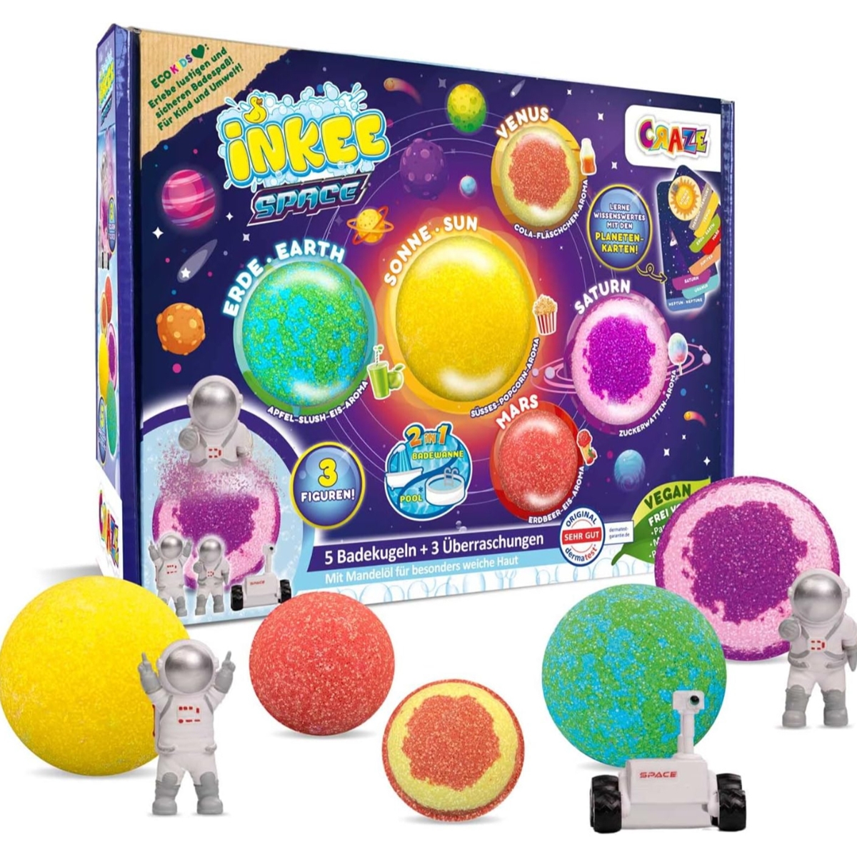 Craze 310g Inkee Space Bath Bomb Set Unisex, 3-4 Years, Pack of 5