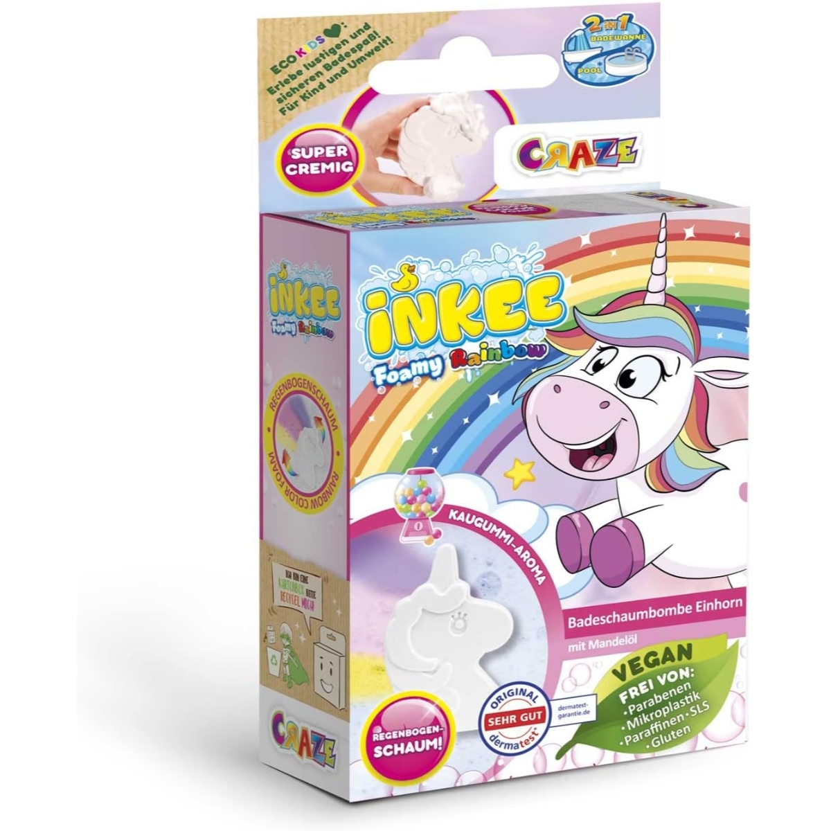 Craze 60g Inkee 3-Colours Foamy Unicorn Bath Bomb Unisex, 3-4 Years