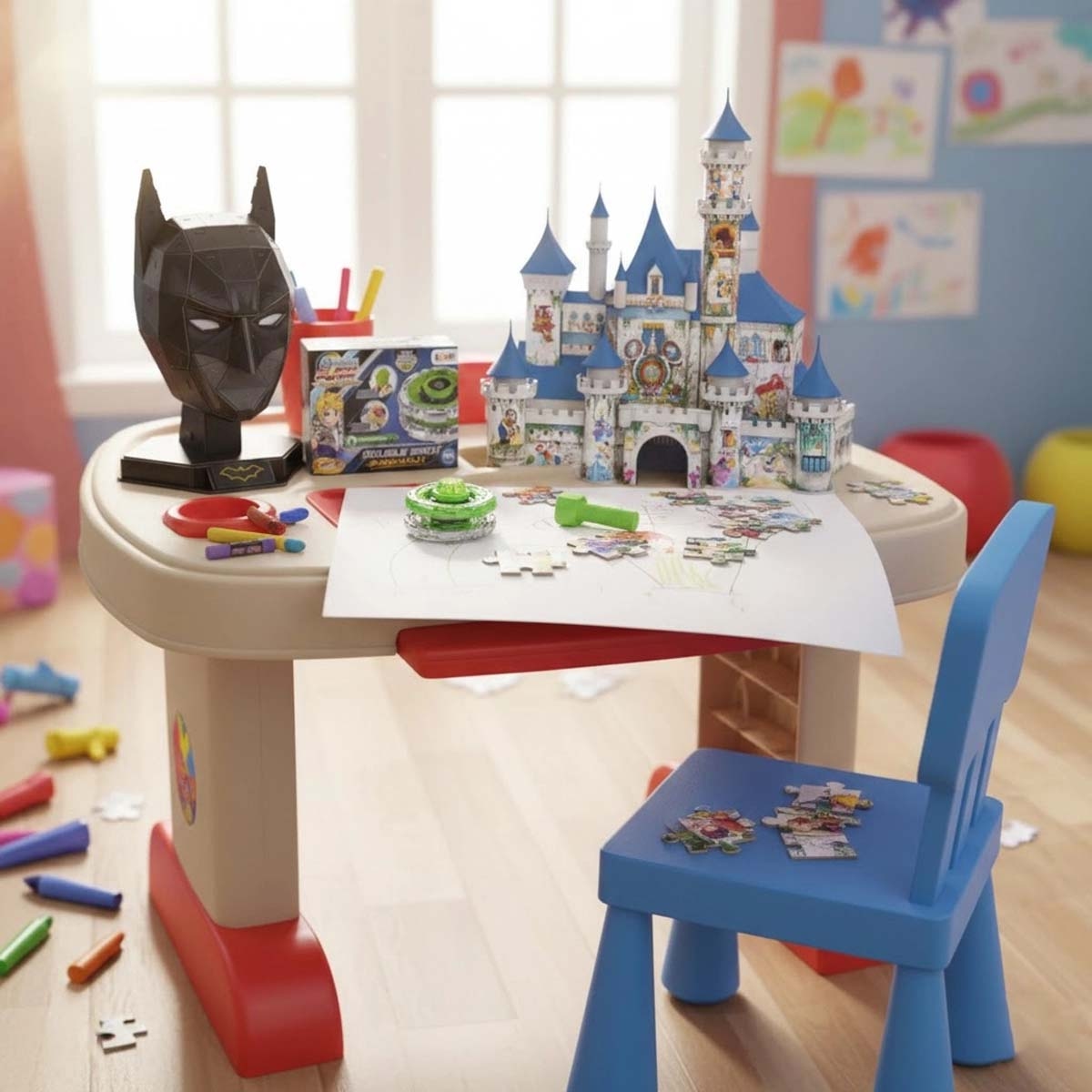 Craze Blade Beyblade + DC Batman & Disney Palace 3D Puzzle with Step2 Deluxe Desk Bundle Unisex, 13+ Years