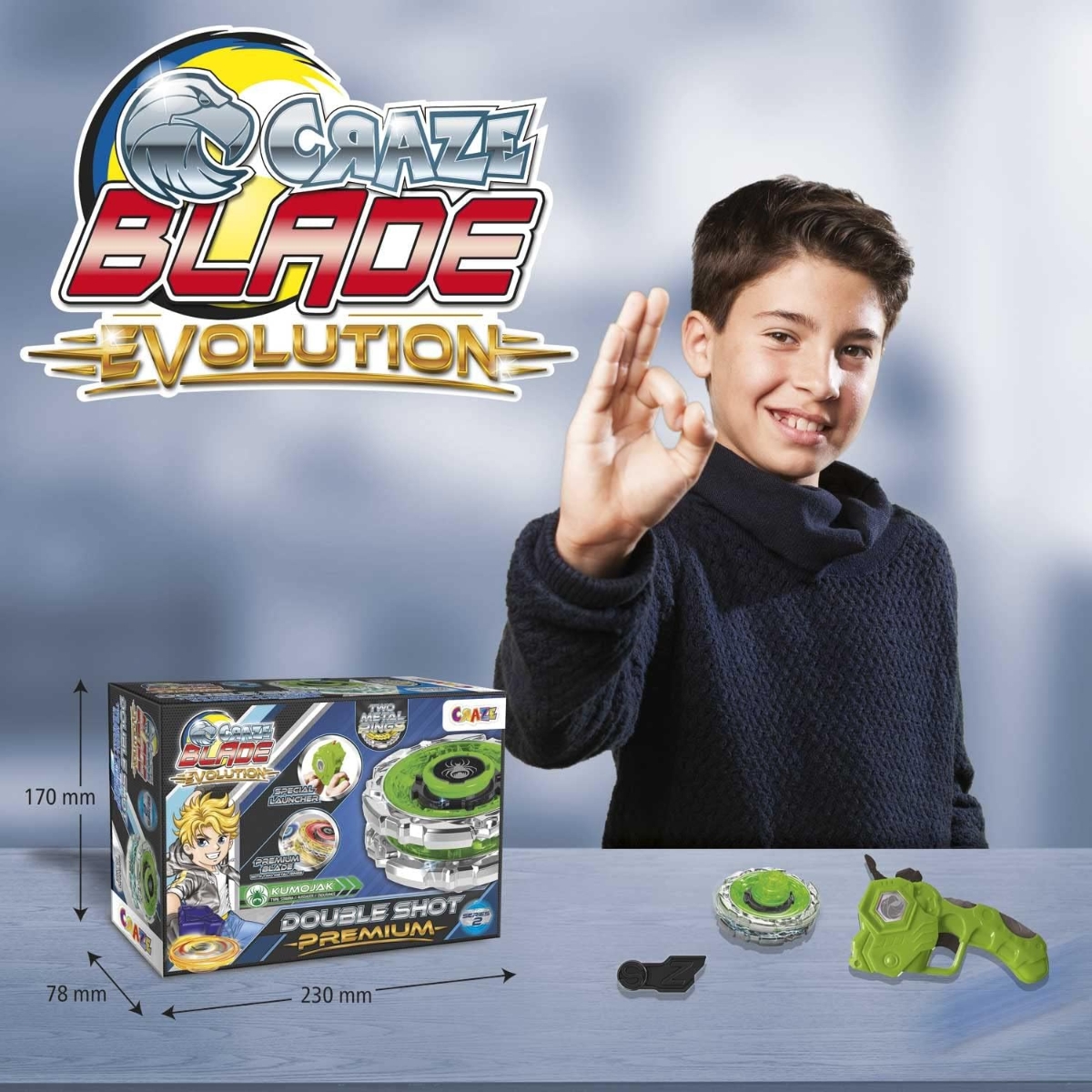 Craze Blade Evolution Double Shot Premium Beyblade Unisex, 5-7 Years