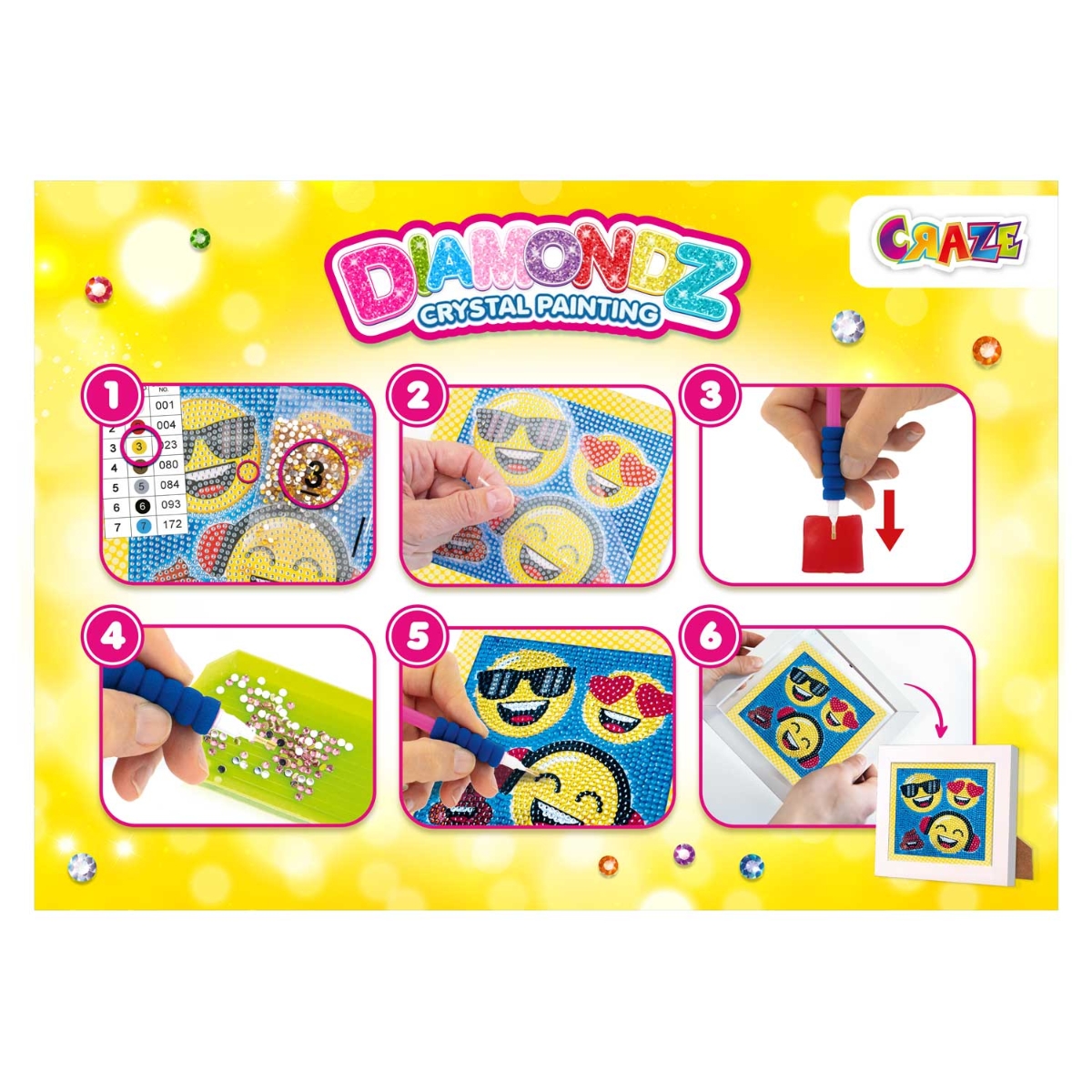 Craze Diamondz Funny Faces Starter Kit Unisex, 5-7 Years