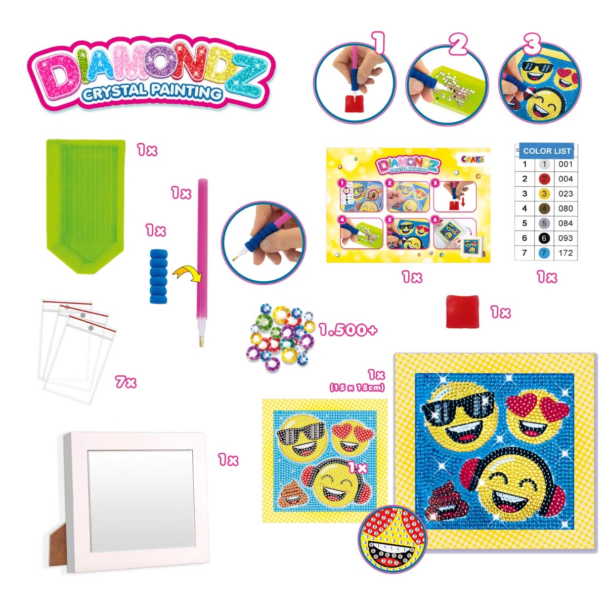 Craze Diamondz Funny Faces Starter Kit Unisex, 5-7 Years