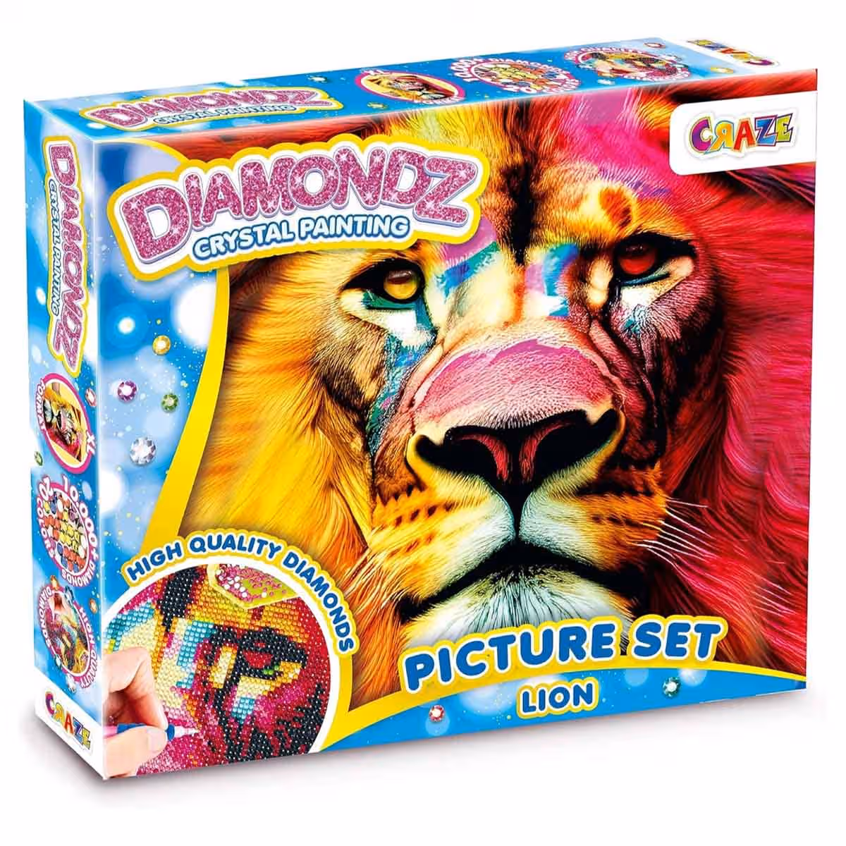 Craze Diamondz Lion Set with Studio Bag DIY & Alphabet Bead Kit, Scribble Scrubbie Wilbur & Play-Doh Flowers Bundle Unisex, 5-7 Years