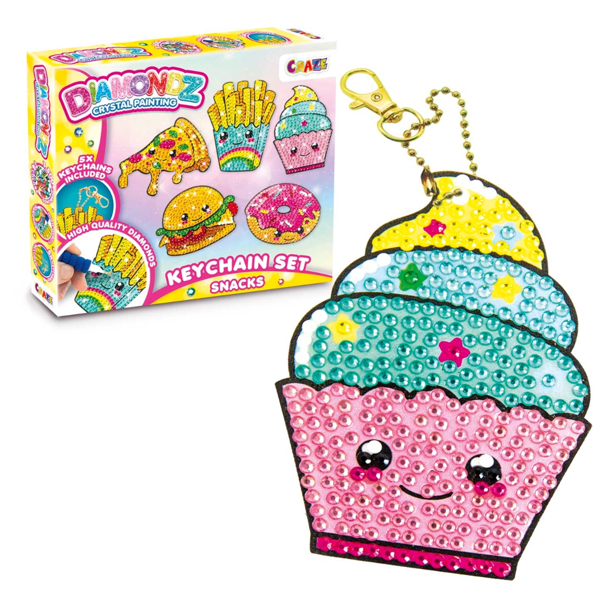 Craze Diamondz Snacks Keychain Set Unisex, 5-7 Years