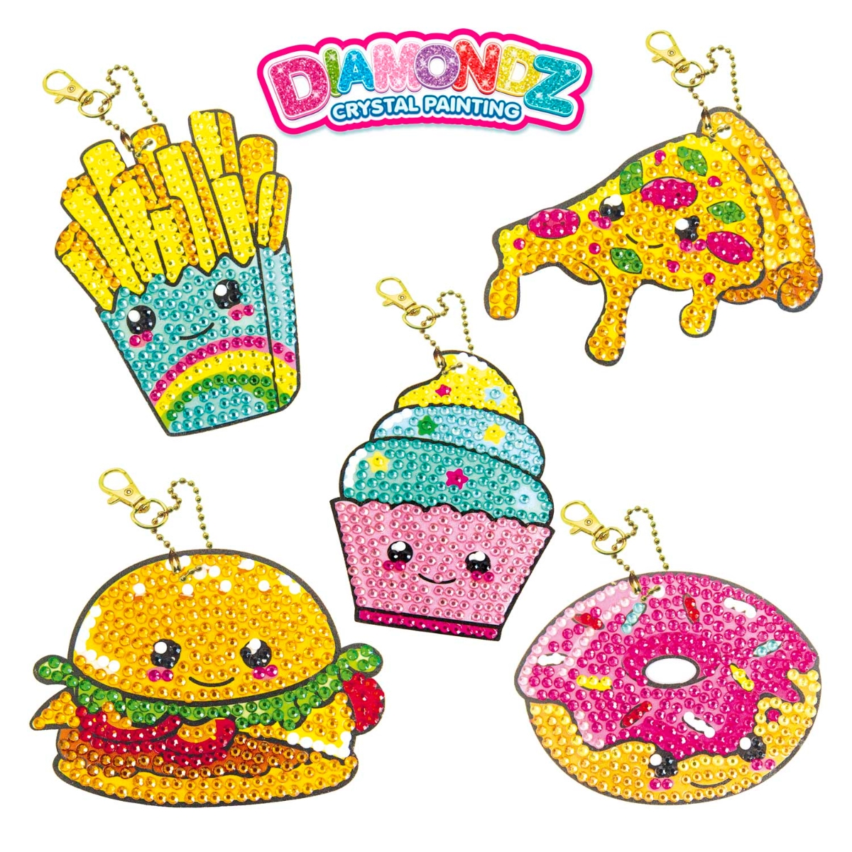 Craze Diamondz Snacks Keychain Set Unisex, 5-7 Years