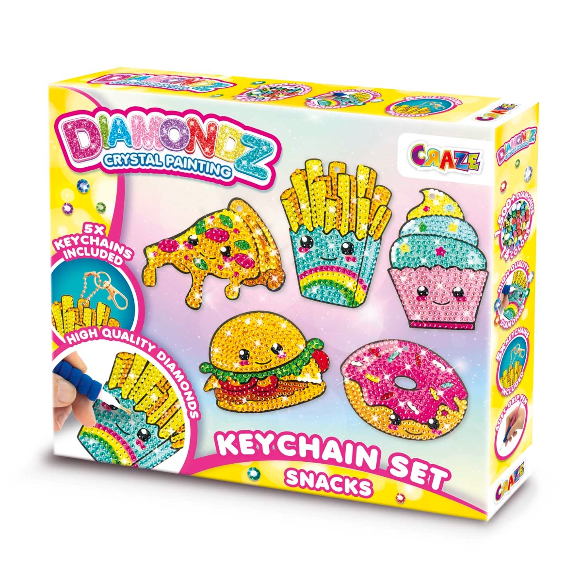 Craze Diamondz Snacks Keychain Set Unisex, 5-7 Years