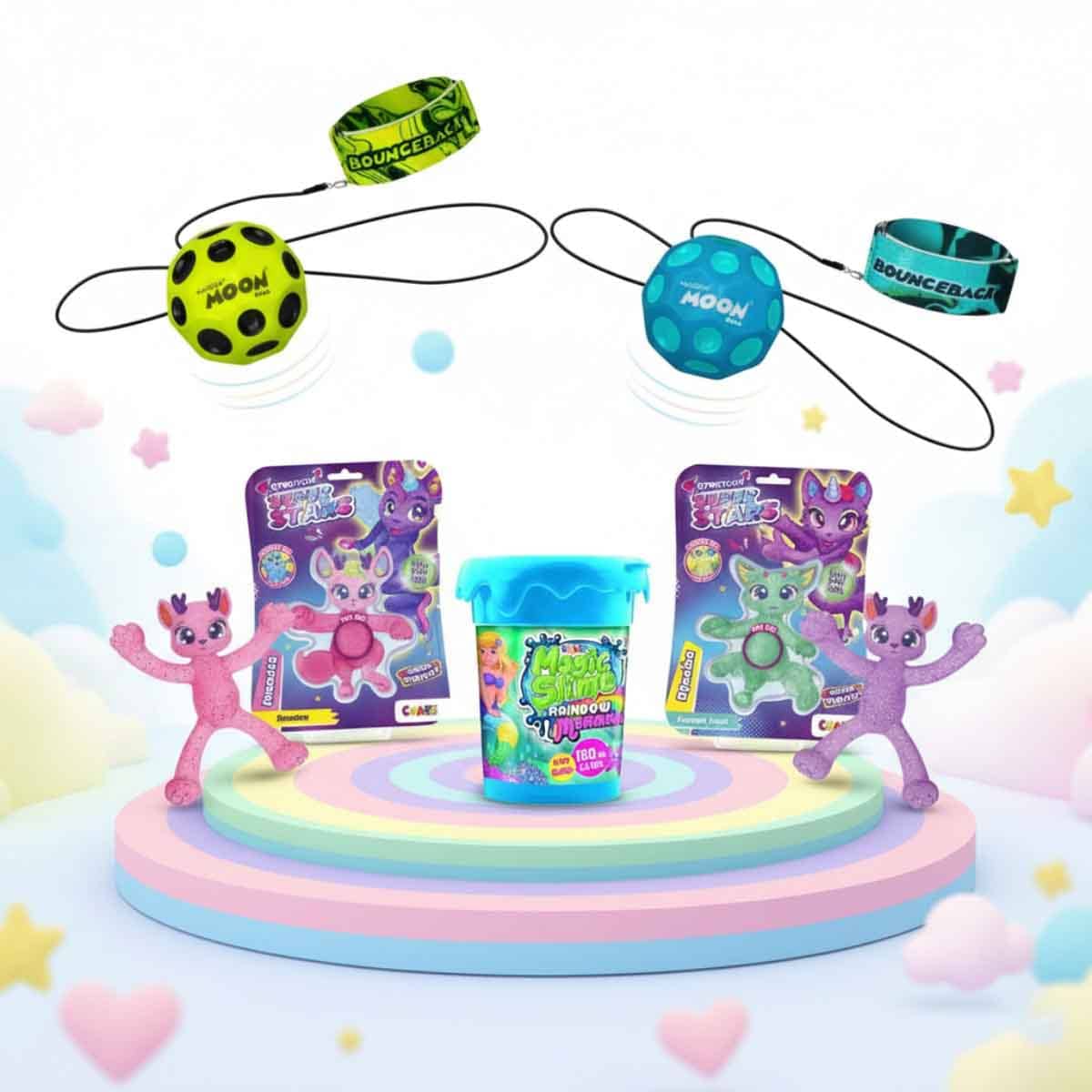 Craze Magic Slime with Assorted Stretchy Toy & Waboba Assorted Bounceball Bundle Unisex, 3-4 Years