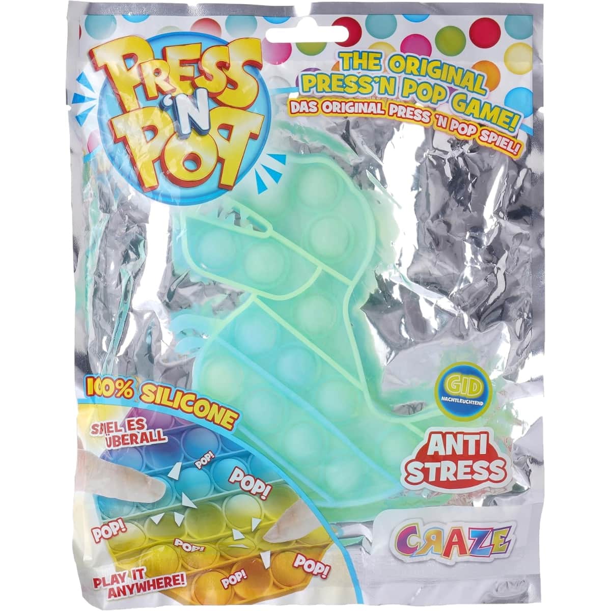 Craze Press'n Pop Maxi Dinosaur Fidget Toy Unisex, 3-4 Years