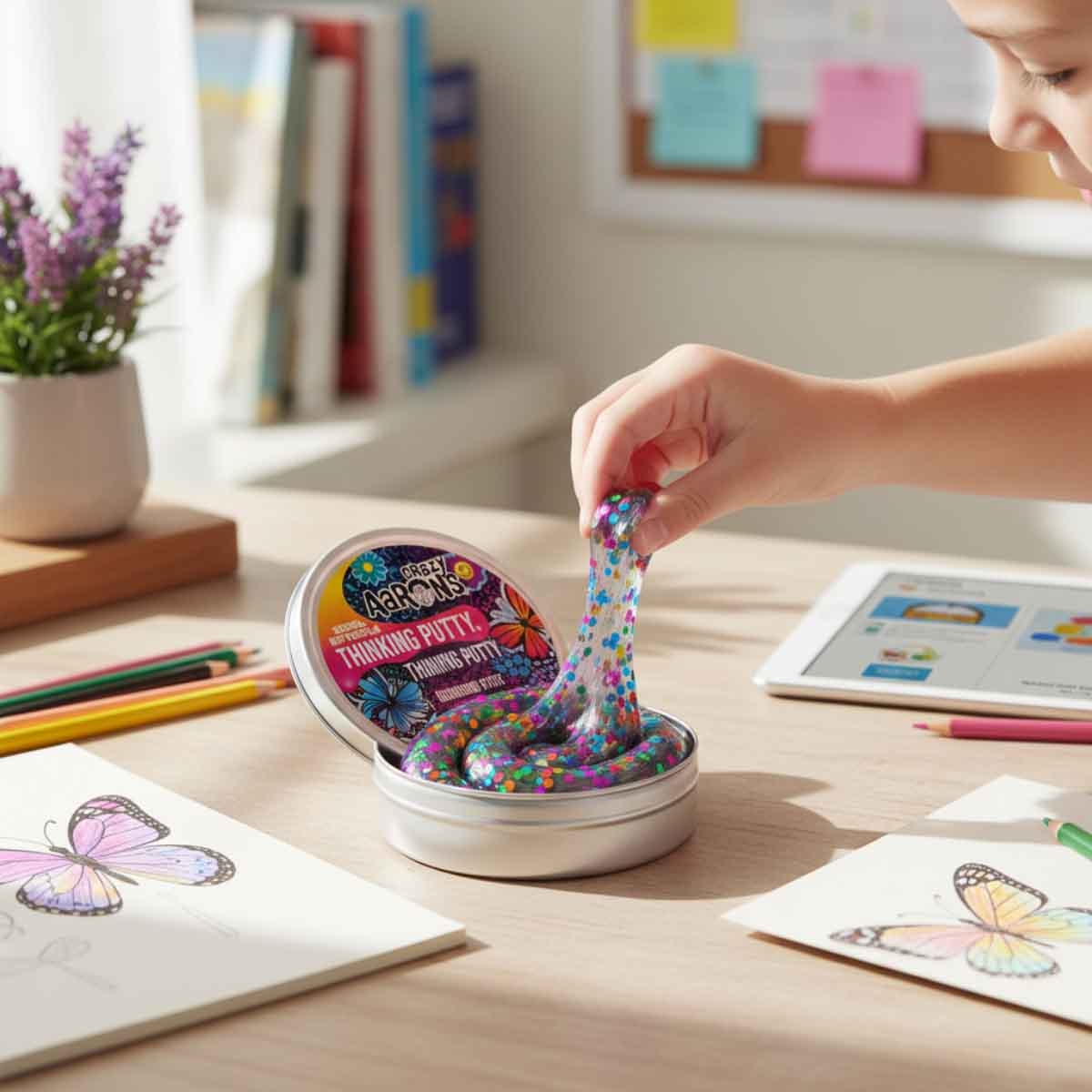 كريزي آرون معجون التفكير فراشة اجتماعية ترند سيترز مقاس 4 انش للجنسين، 3-4 سنوات