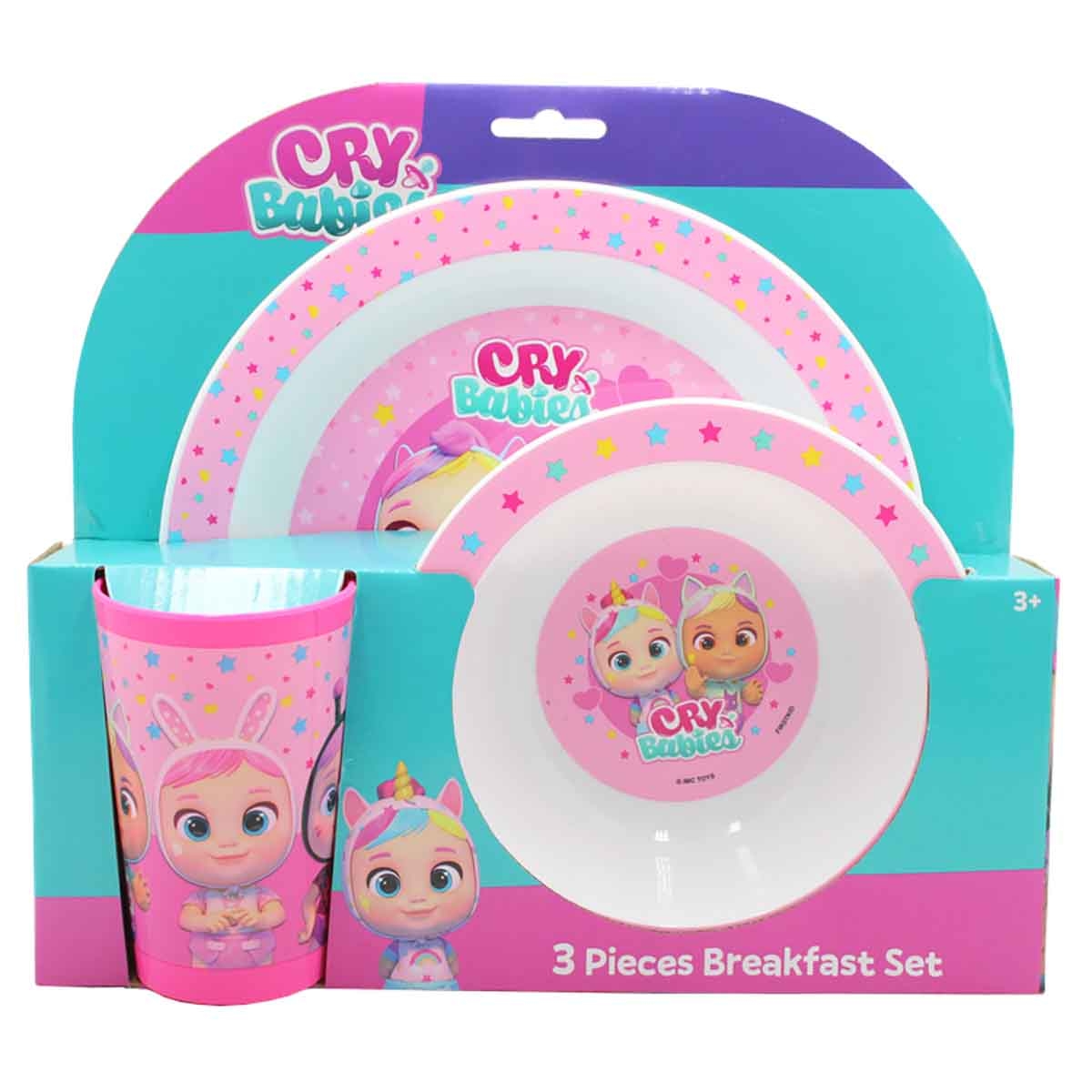 كراي بيبيز طقم إفطار أطفال من 3 قطع آمن للاستخدام في الميكروويف