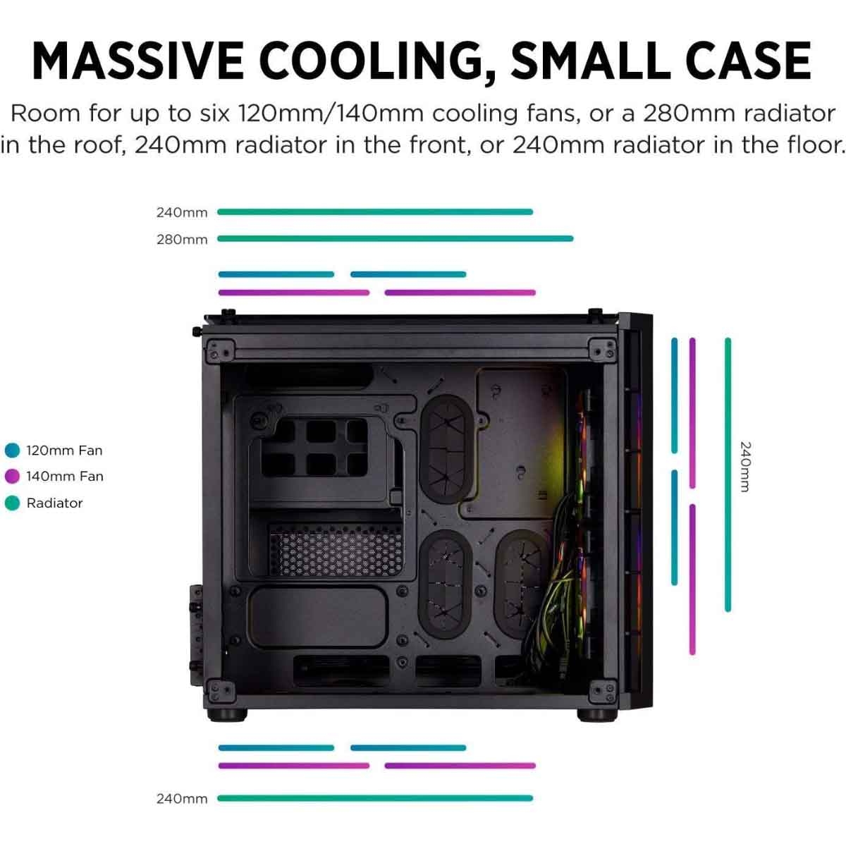 Corsair Crystal 280X RGB TG Cube Gaming PC Case