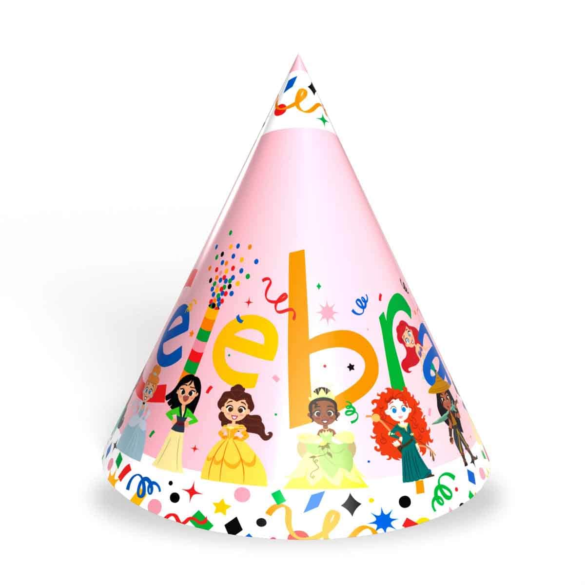 Disney Princess 8-Piece Cute Celebration D100 Cone Hat Set