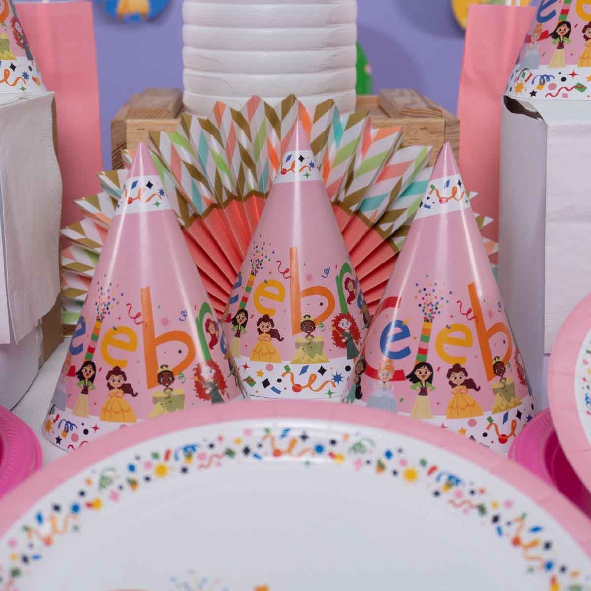 Disney Princess 8-Piece Cute Celebration D100 Cone Hat Set