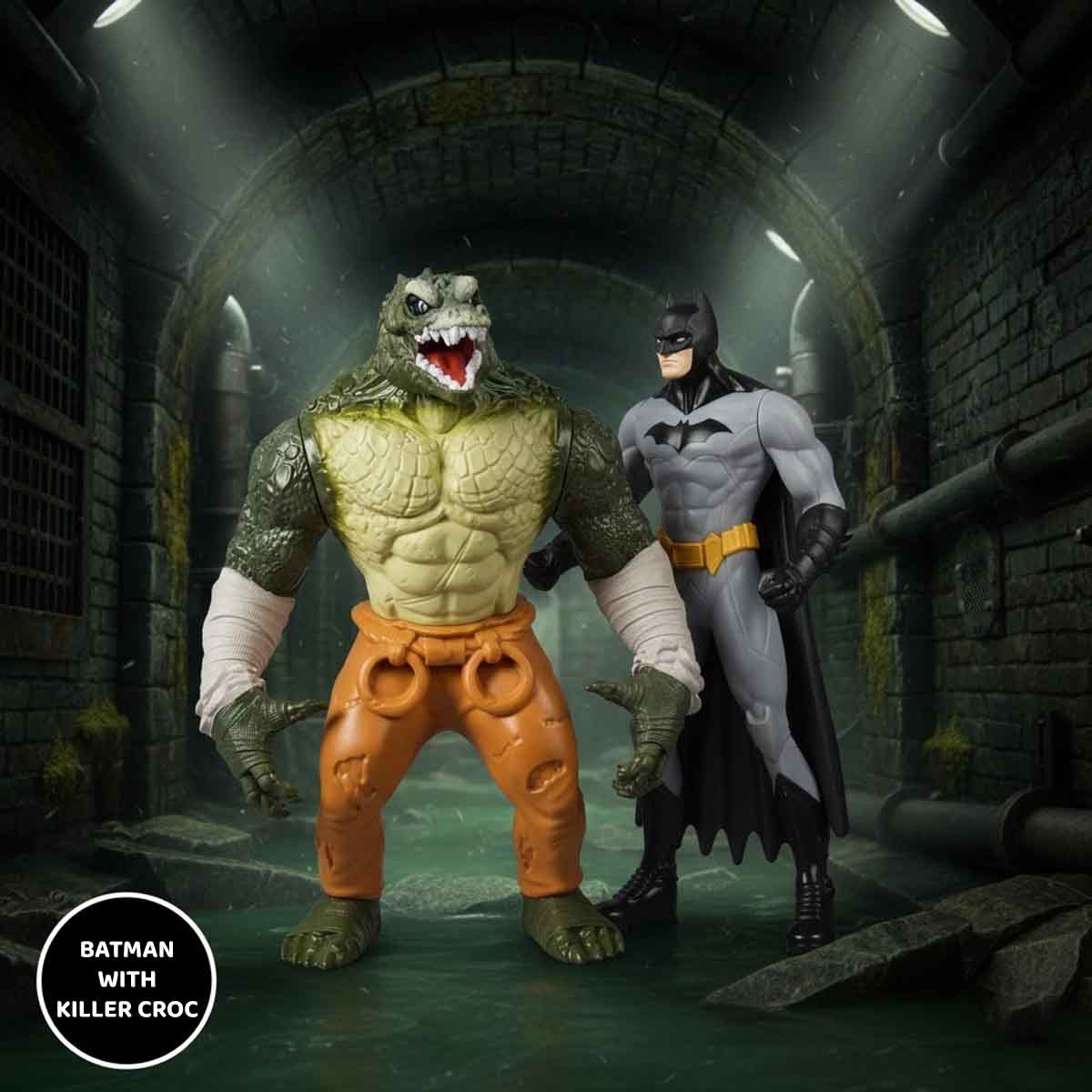 DC Comics 12″ Killer Croc & 9.5" Batman Action Figure Bundle Unisex, 3-4 Years