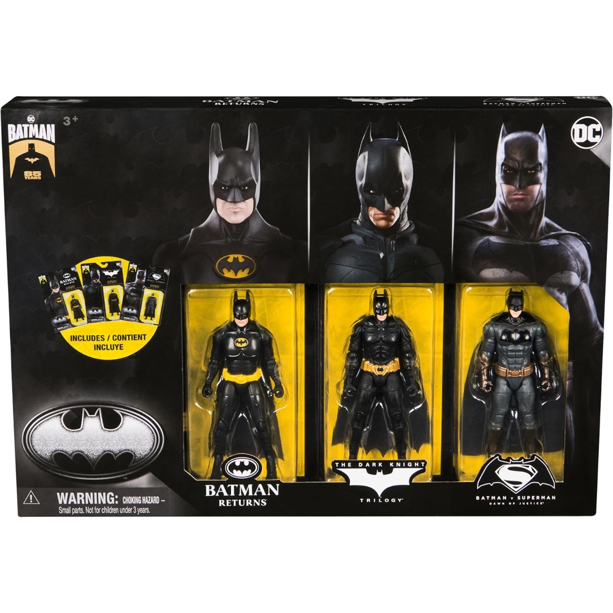 DC Comics 4″ 85th Special Edition Batman Action Figures Unisex, 3-4 Years, Pack of 3