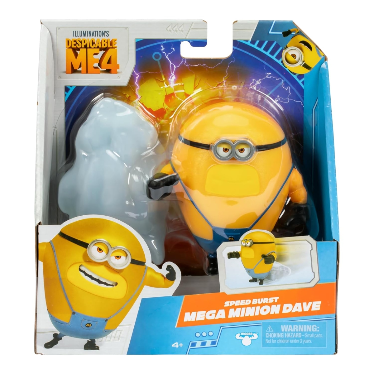 Despicable Me 4 Speed Burst 4″ Mega Minion Dave Playset Unisex, 5-7 Years