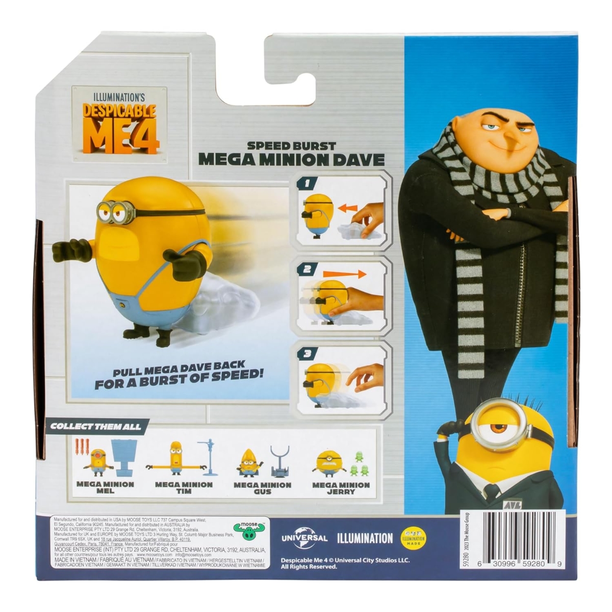 Despicable Me 4 Speed Burst 4″ Mega Minion Dave Playset Unisex, 5-7 Years