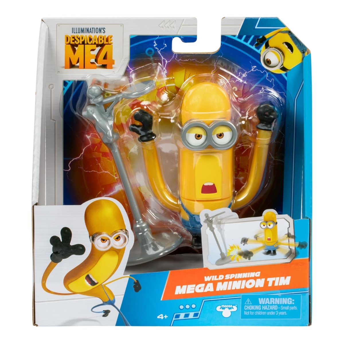 Despicable Me 4 Wild Spinning 4″ Mega Minion Tim Playset Unisex, 5-7 Years