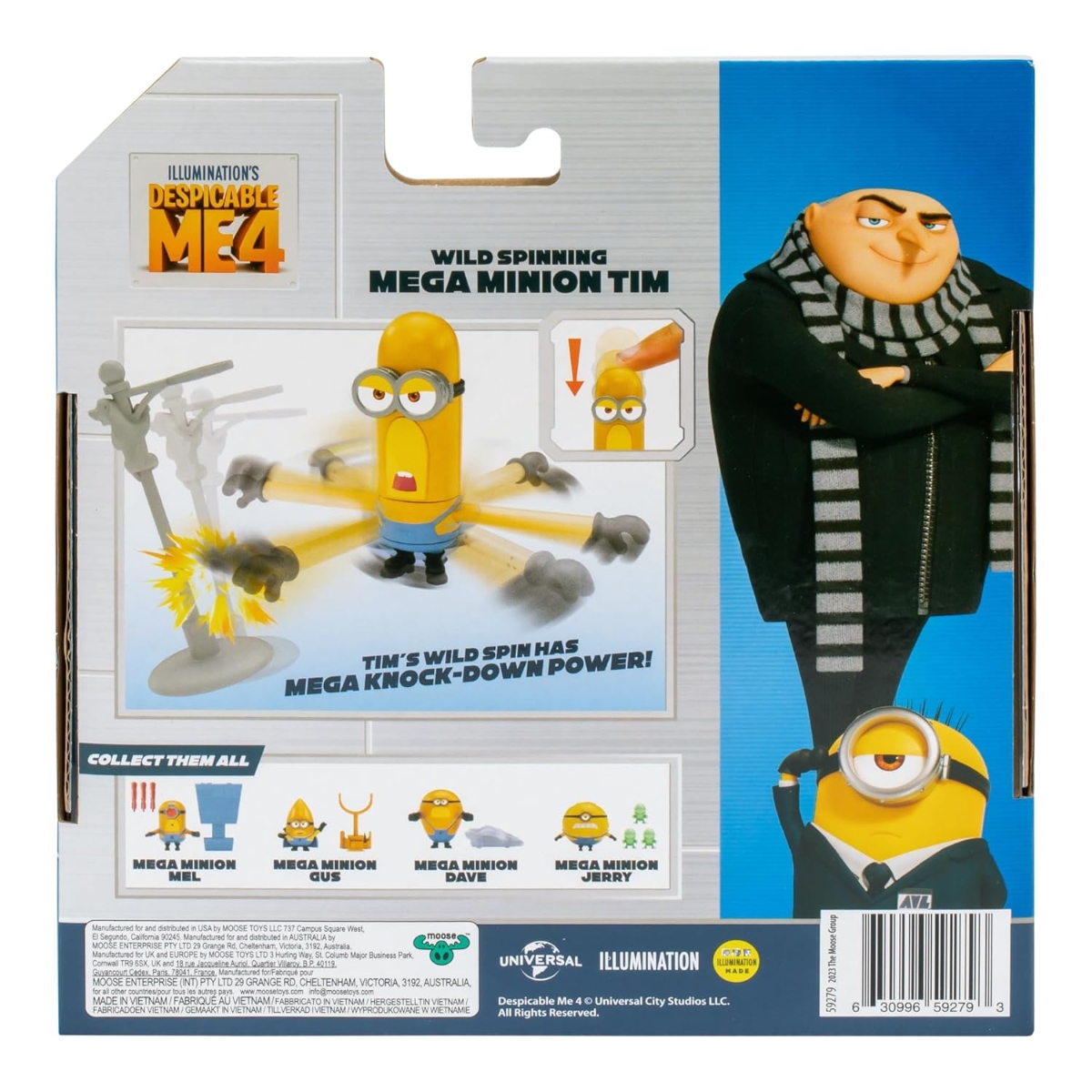 Despicable Me 4 Wild Spinning 4″ Mega Minion Tim Playset Unisex, 5-7 Years