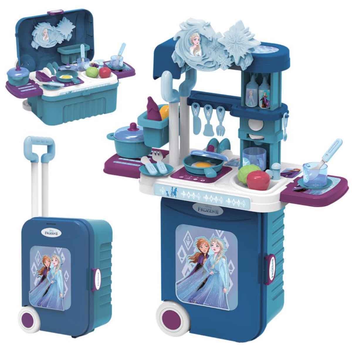 ديزني فروزن 2 طقم مطبخ 3 في 1 مع حقيبة بعجلات للجنسين، 3-4 سنوات