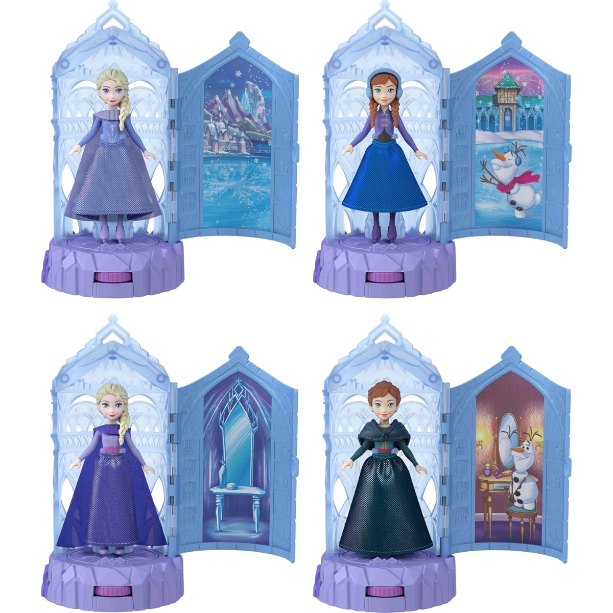 ديزني فروزن دمية 3.5 إنش دوارة مع قلعة صغيرة للبنات، 3-4 سنوات